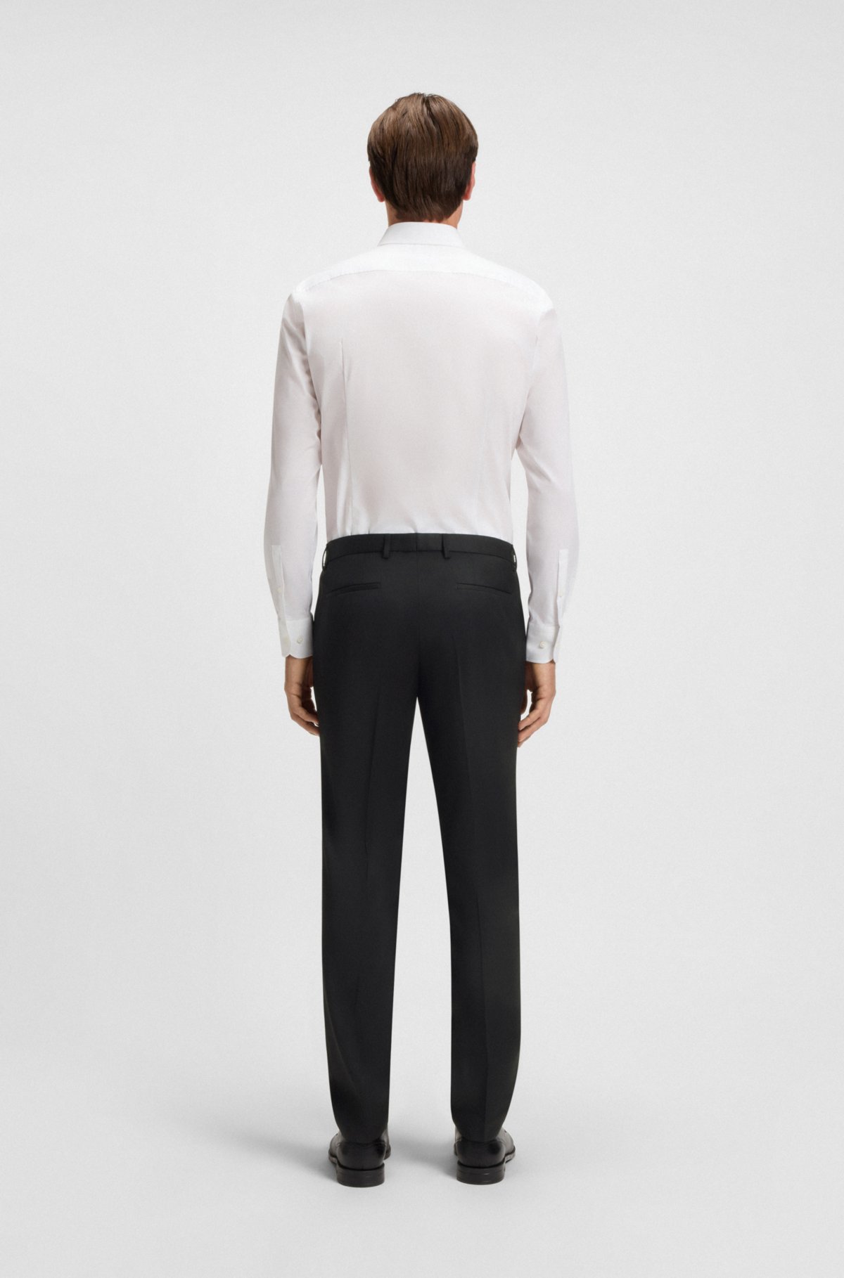 Pantaloni a vestibilità extra slim in sèrie di lana vergine