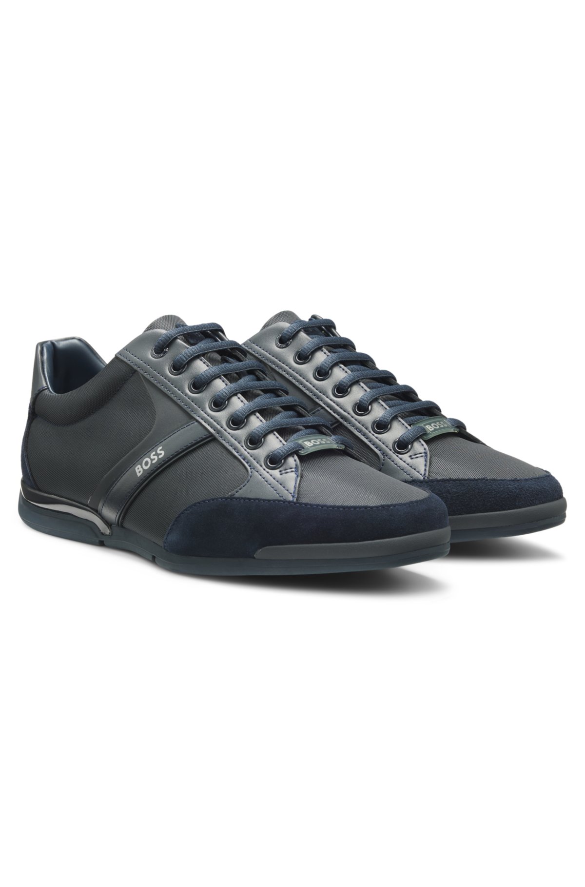 Scarpe da ginnastica in materiali misti con finiture in camoscio e pelle sintetica