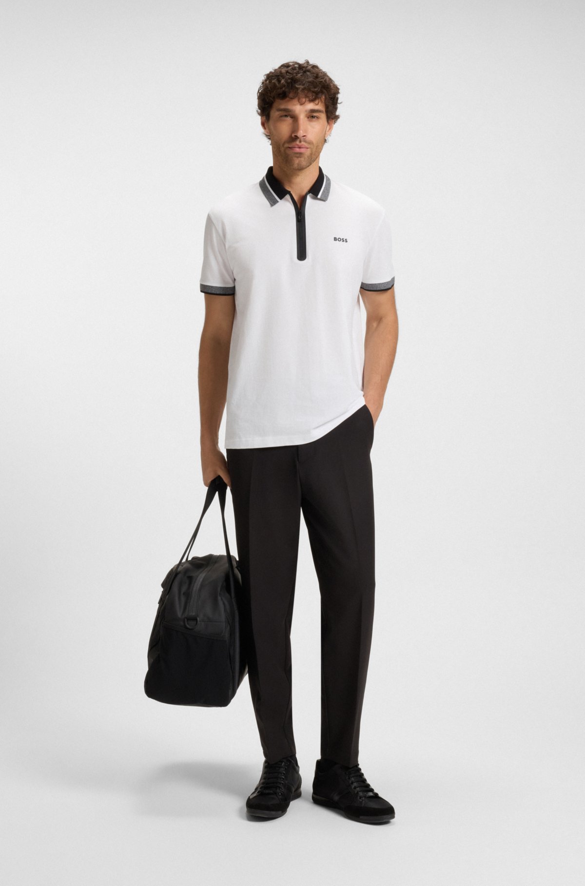 Maglia polo con zip e piqué in cotone