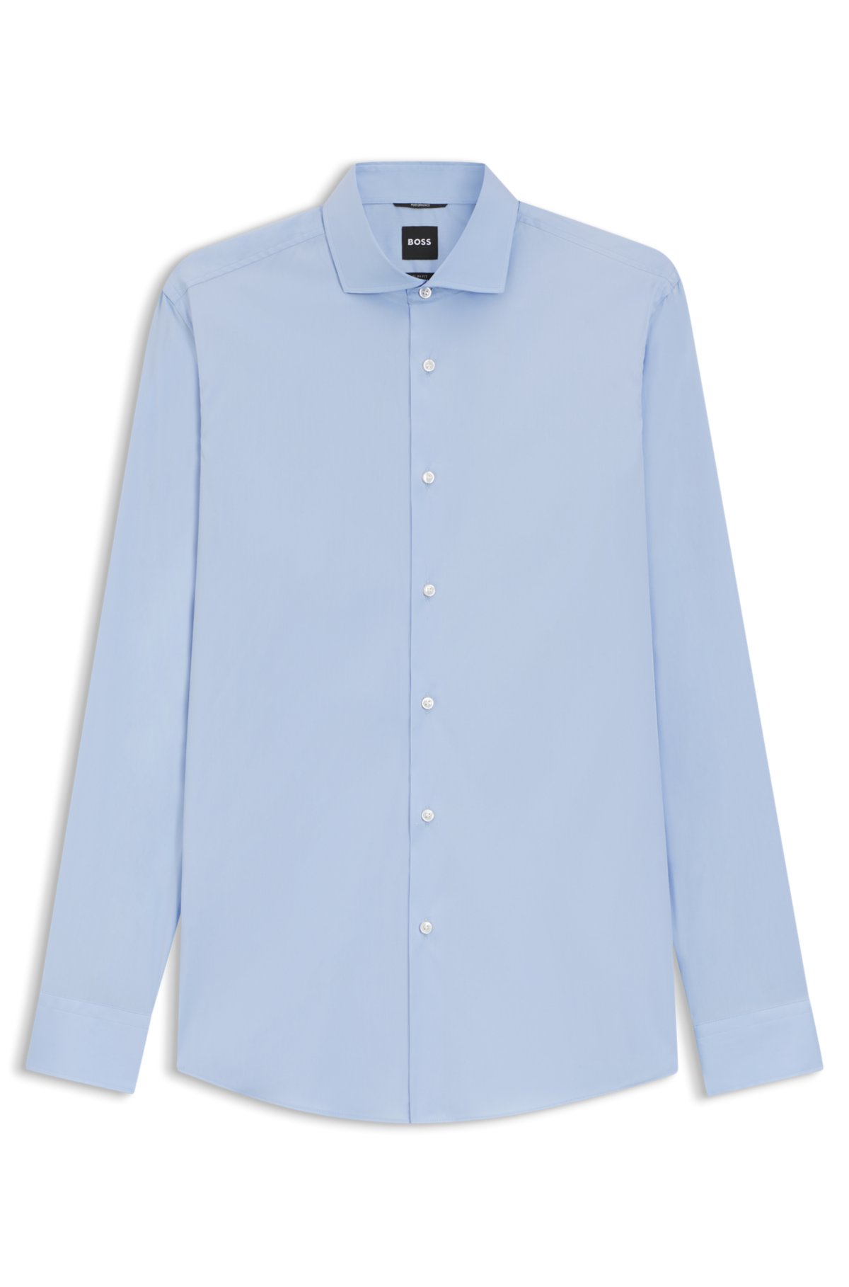 Camicia slim-fit anti-pieghe in popeline di cotone