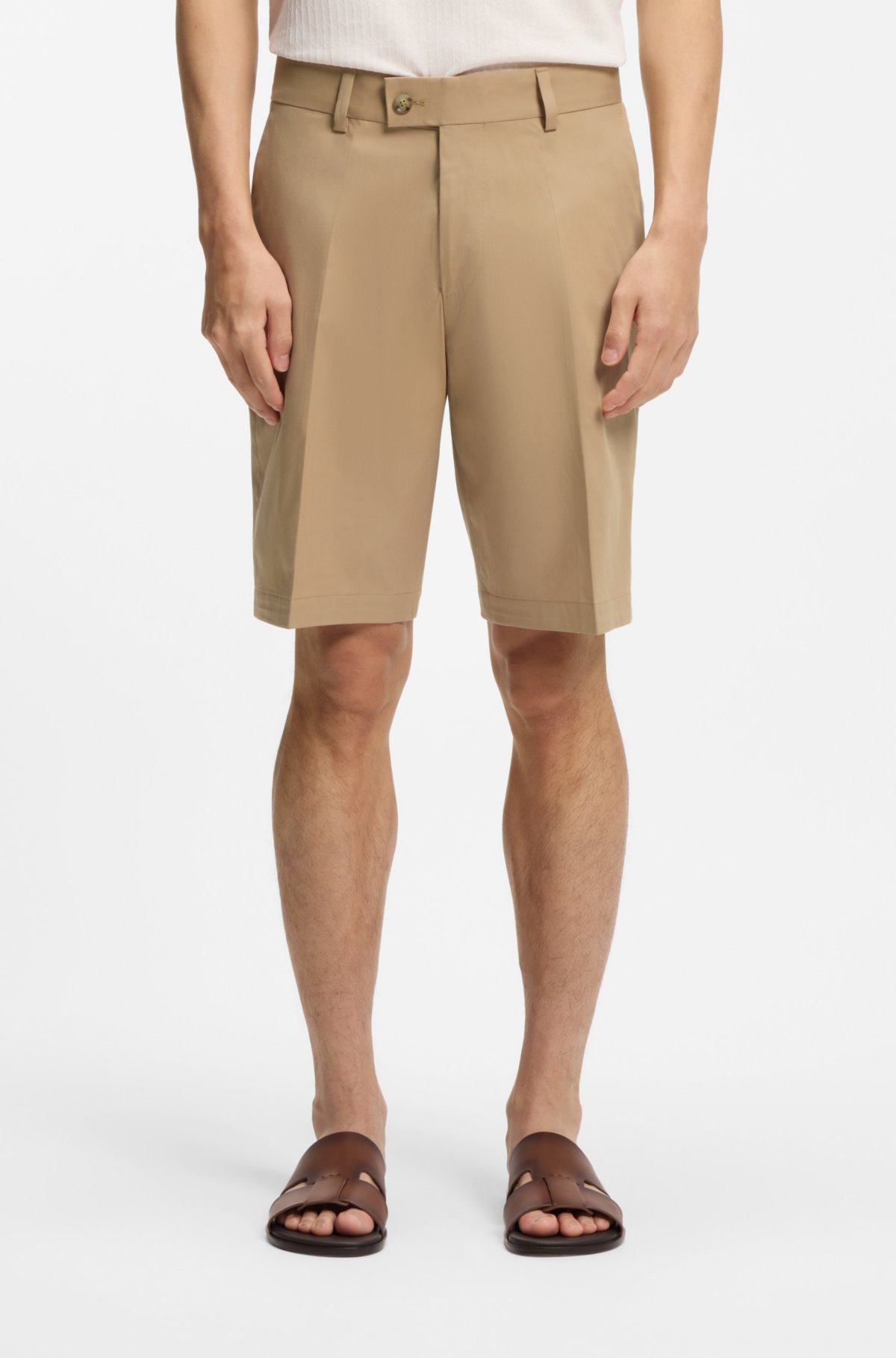Shorts a taglio aderente in cotone, seta e stretch