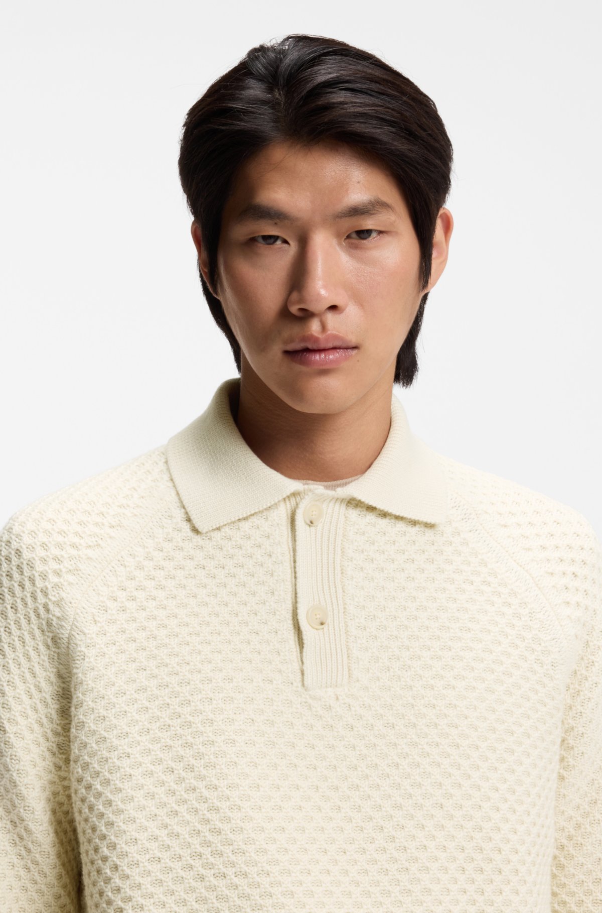 Pullover con collo a polo in cachemire