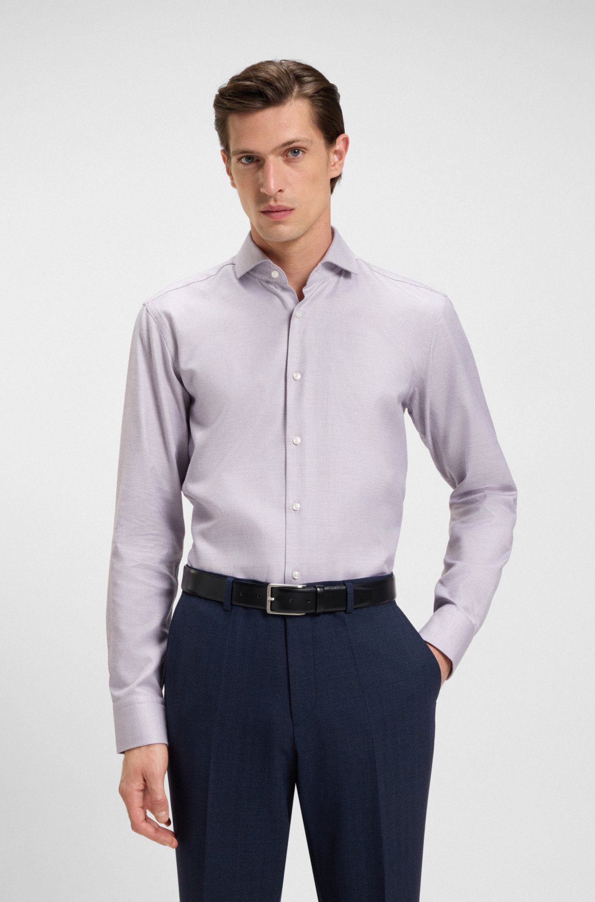 Camicia classica in twill di cotone con stampa