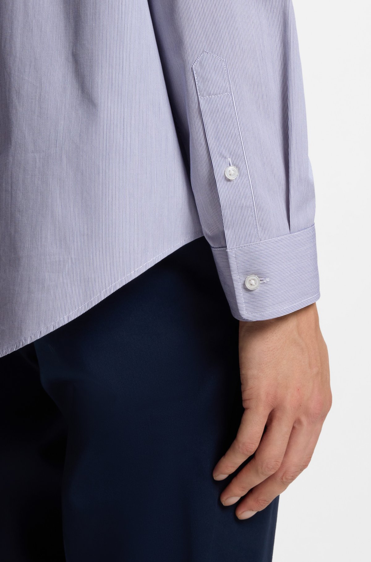 Camicia larga in popeline di cotone a righe