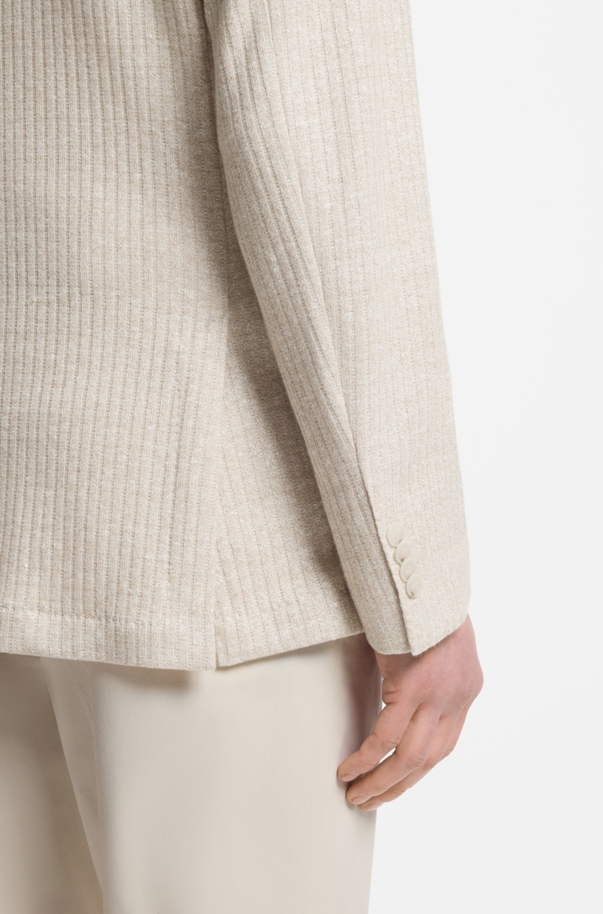 Blazer aderente in lino e cotone a righe
