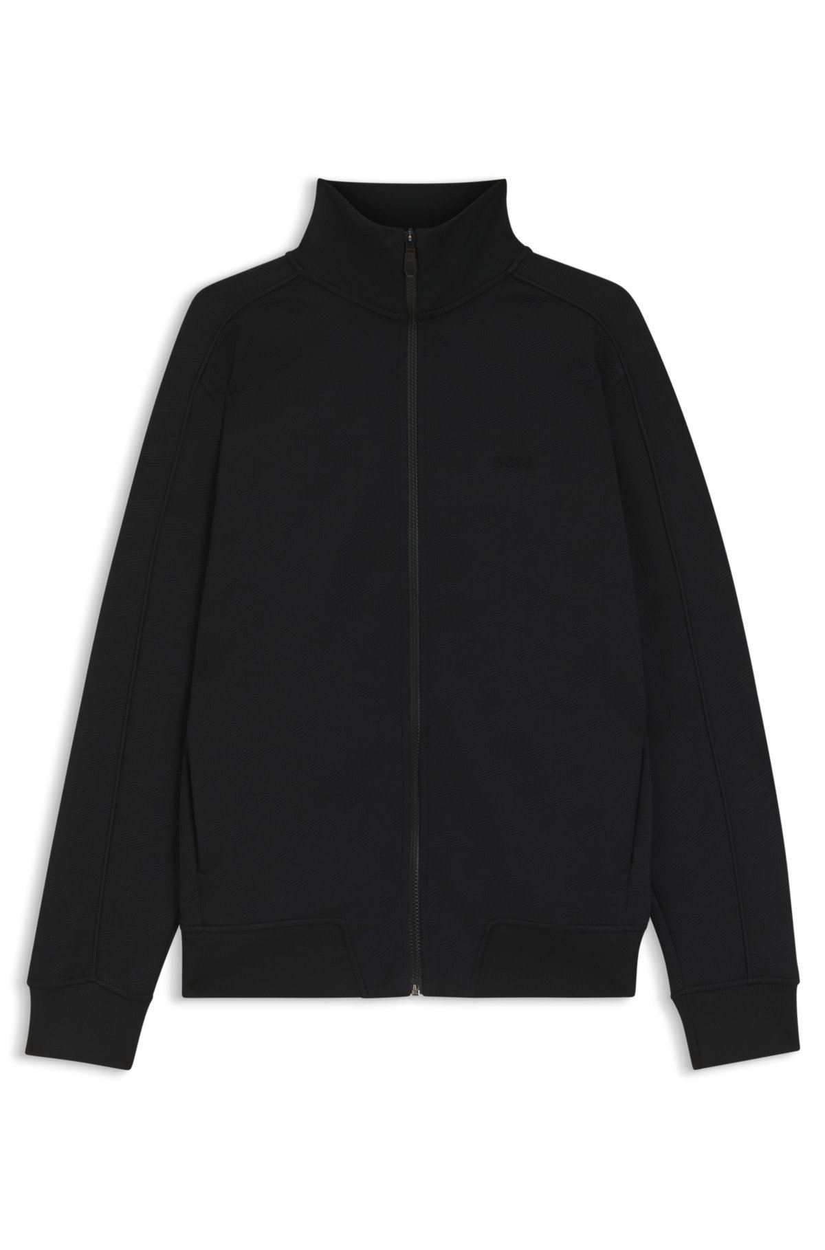Felpa con zip in jacquard trapuntato con vestibilità regolare