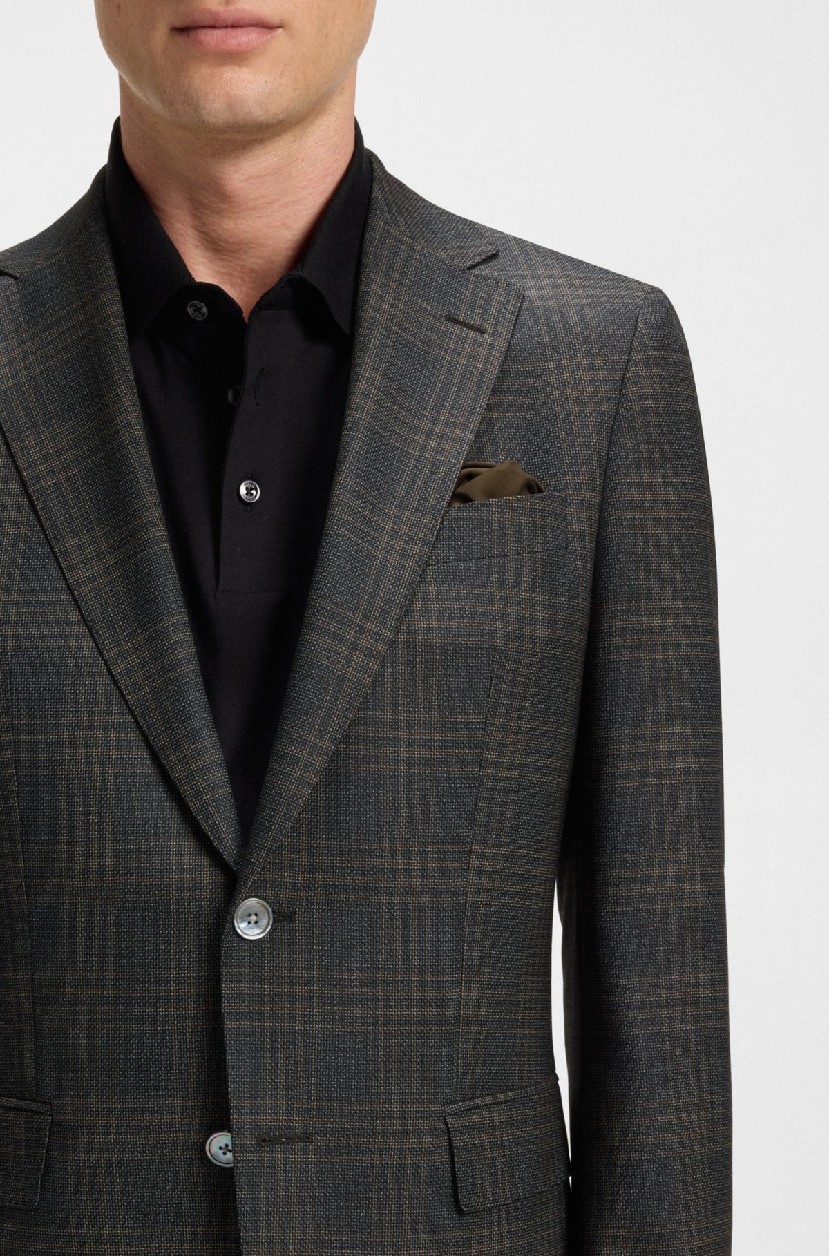 Giacca slim-fit a quadretti in lana vergine