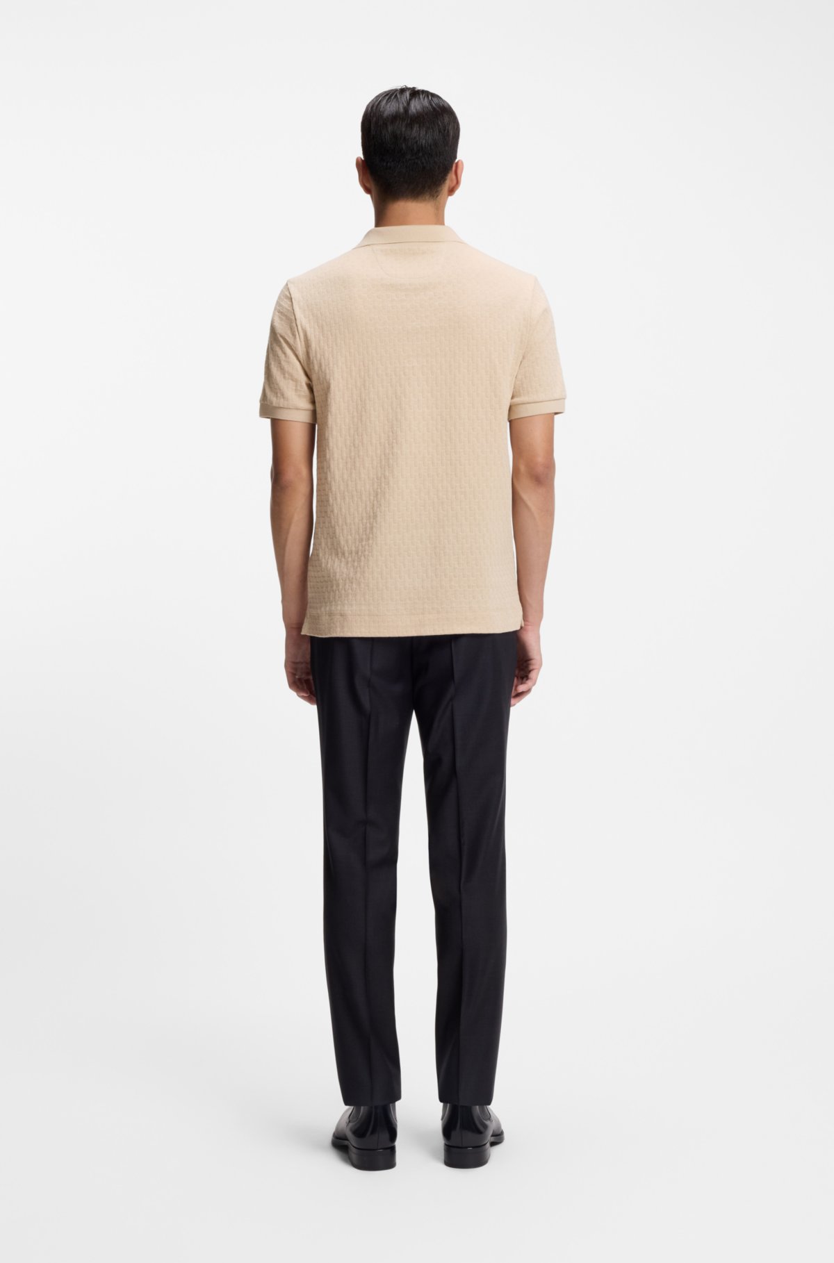 Maglietta polo con collo Johnny in cotone elasticizzato italiano
