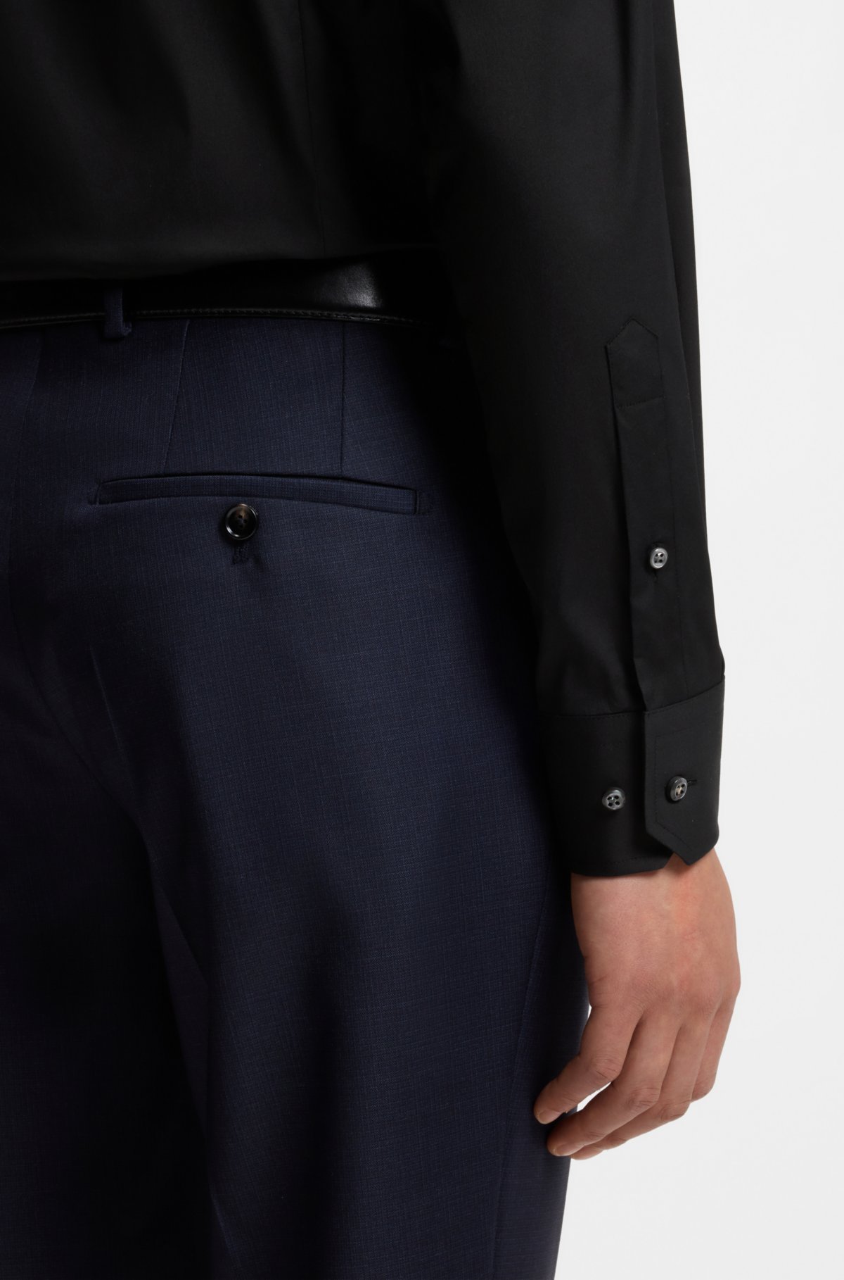 Camicia aderente in popeline elasticizzato in misto cotone