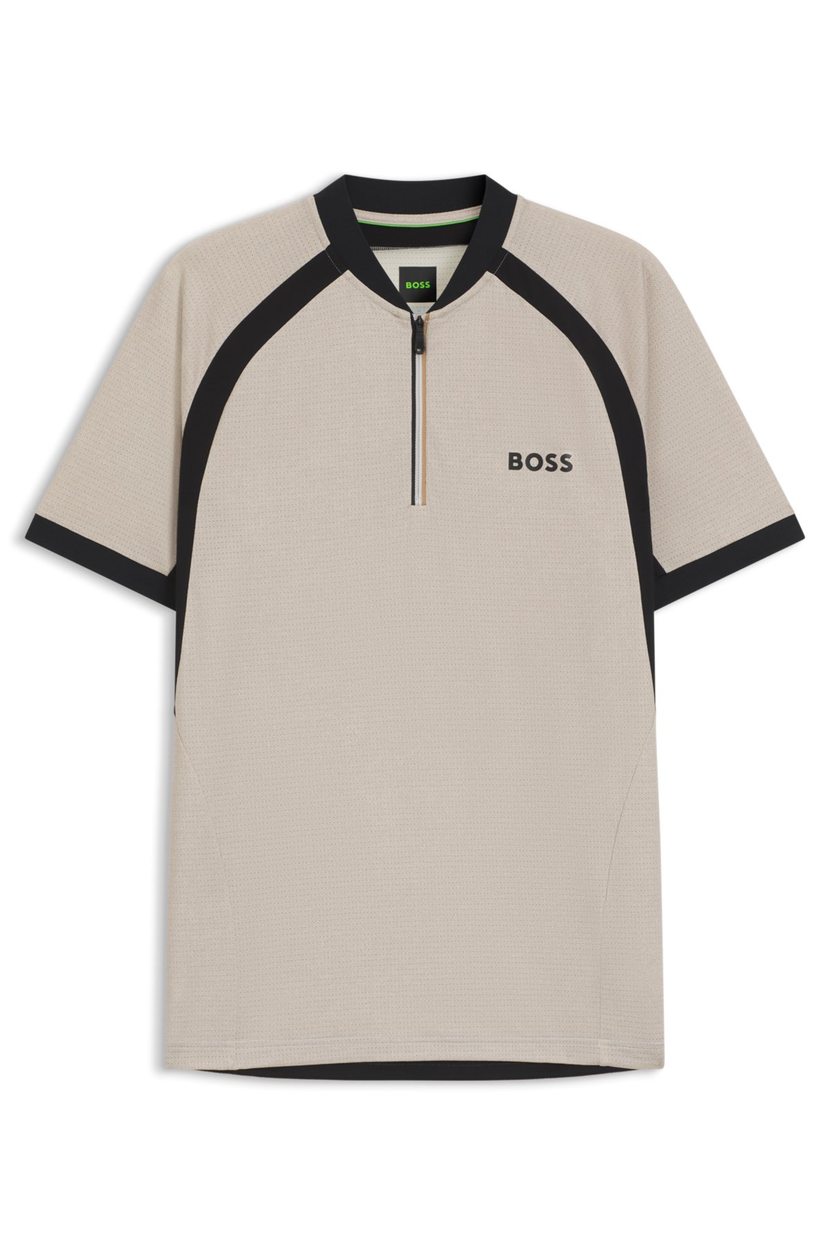 Maglia polo aderente in maglia a rete con zip Maglia polo aderente in maglia a rete con zip