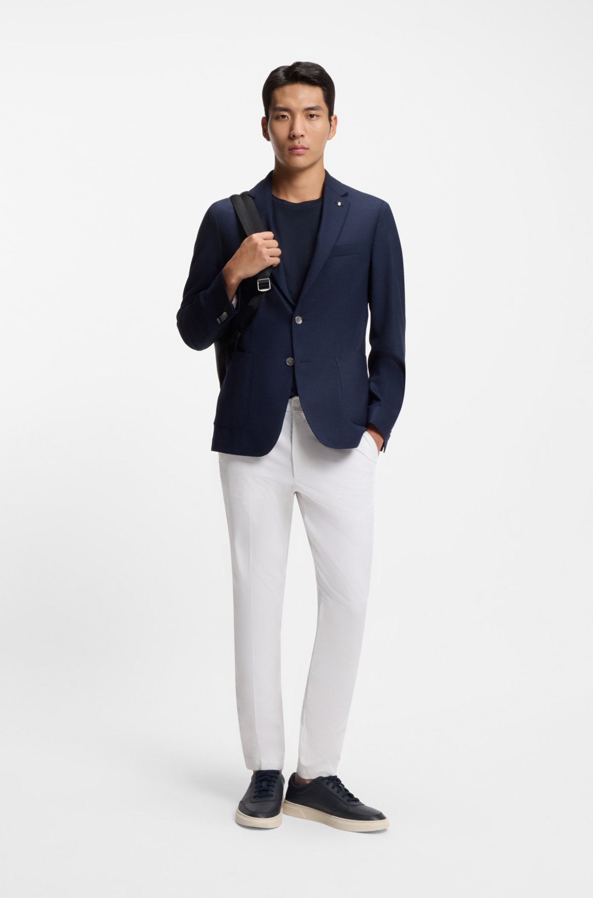 Pantaloni a vestibilità slim in misto cotone elasticizzato