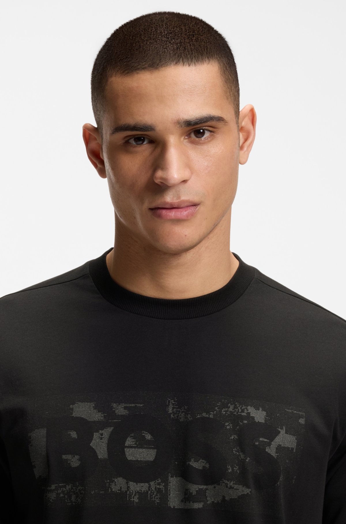 T-shirt in cotone elasticizzato con grafica logo