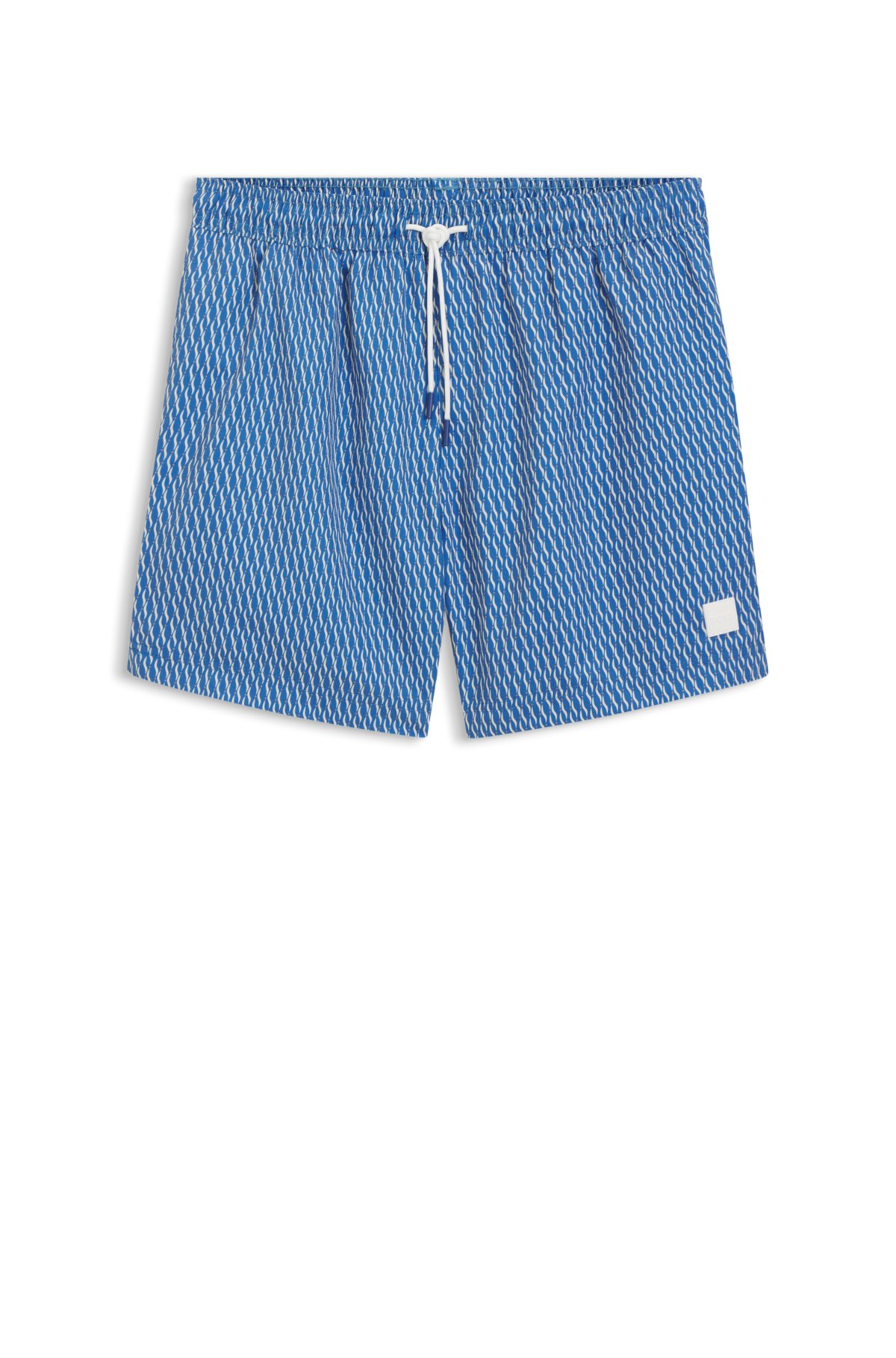 Bermuda da bagno con micro stampa e logo patch
