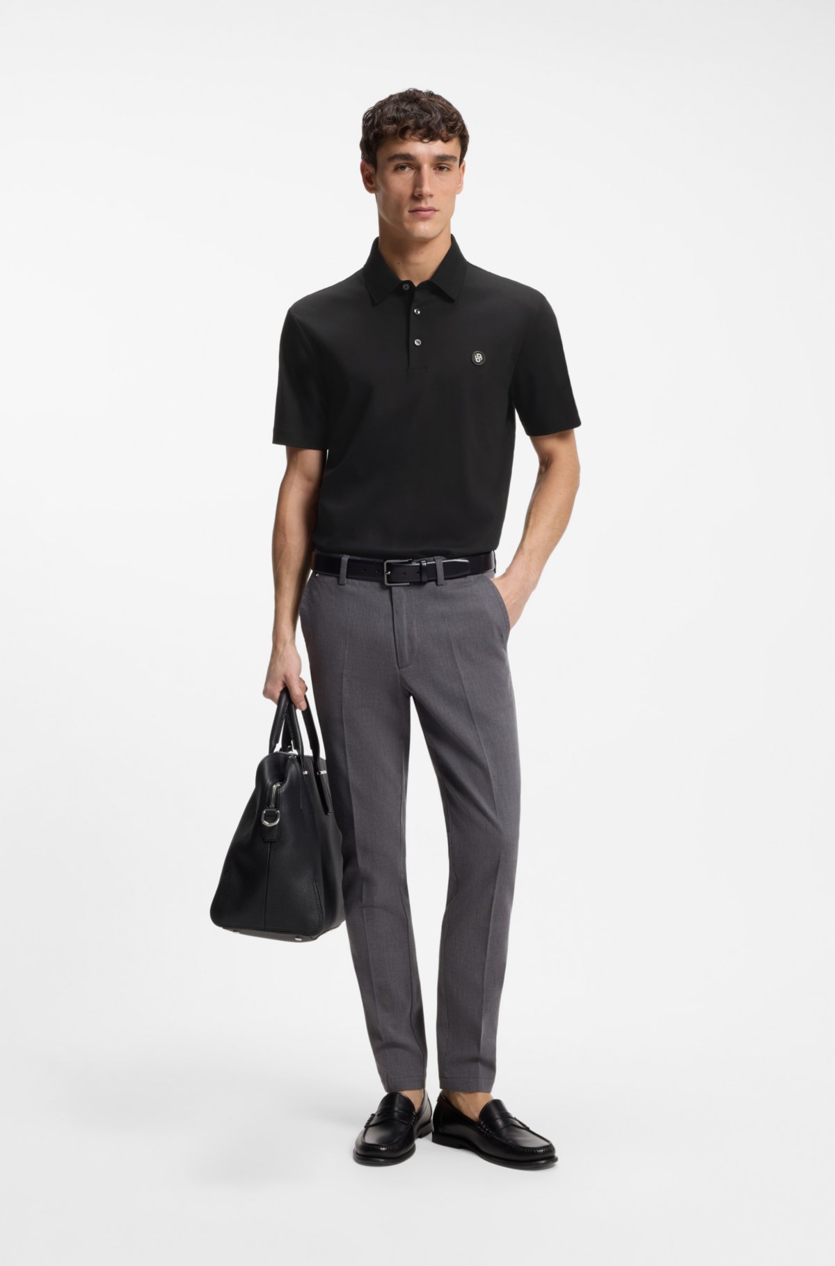 Maglietta polo in cotone mercerizzato con monogramma Double B
