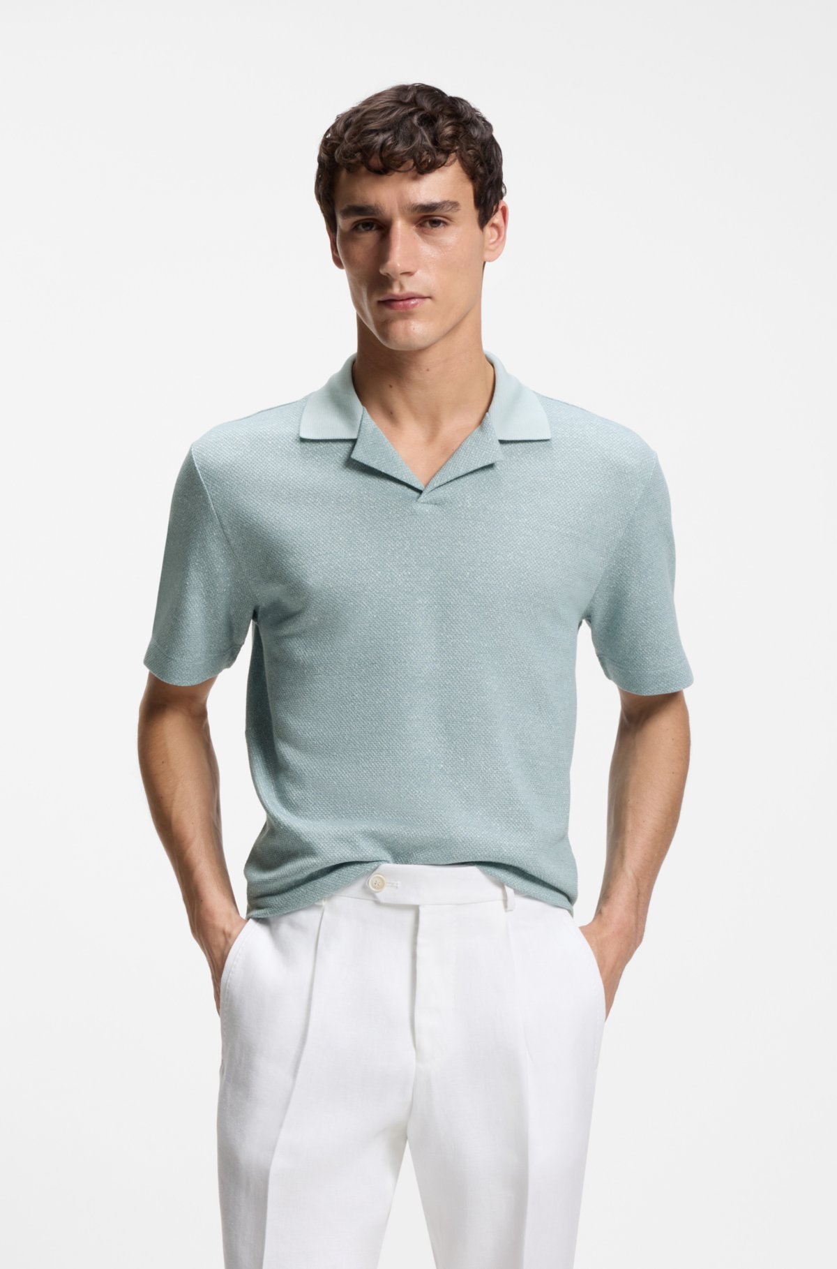 Maglietta polo Johnny in cotone, lino e seta