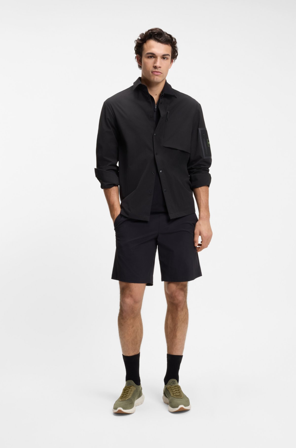 Scarpe da ginnastica BOSS-MOTION con tomaia in maglia e rifiniture in pelle