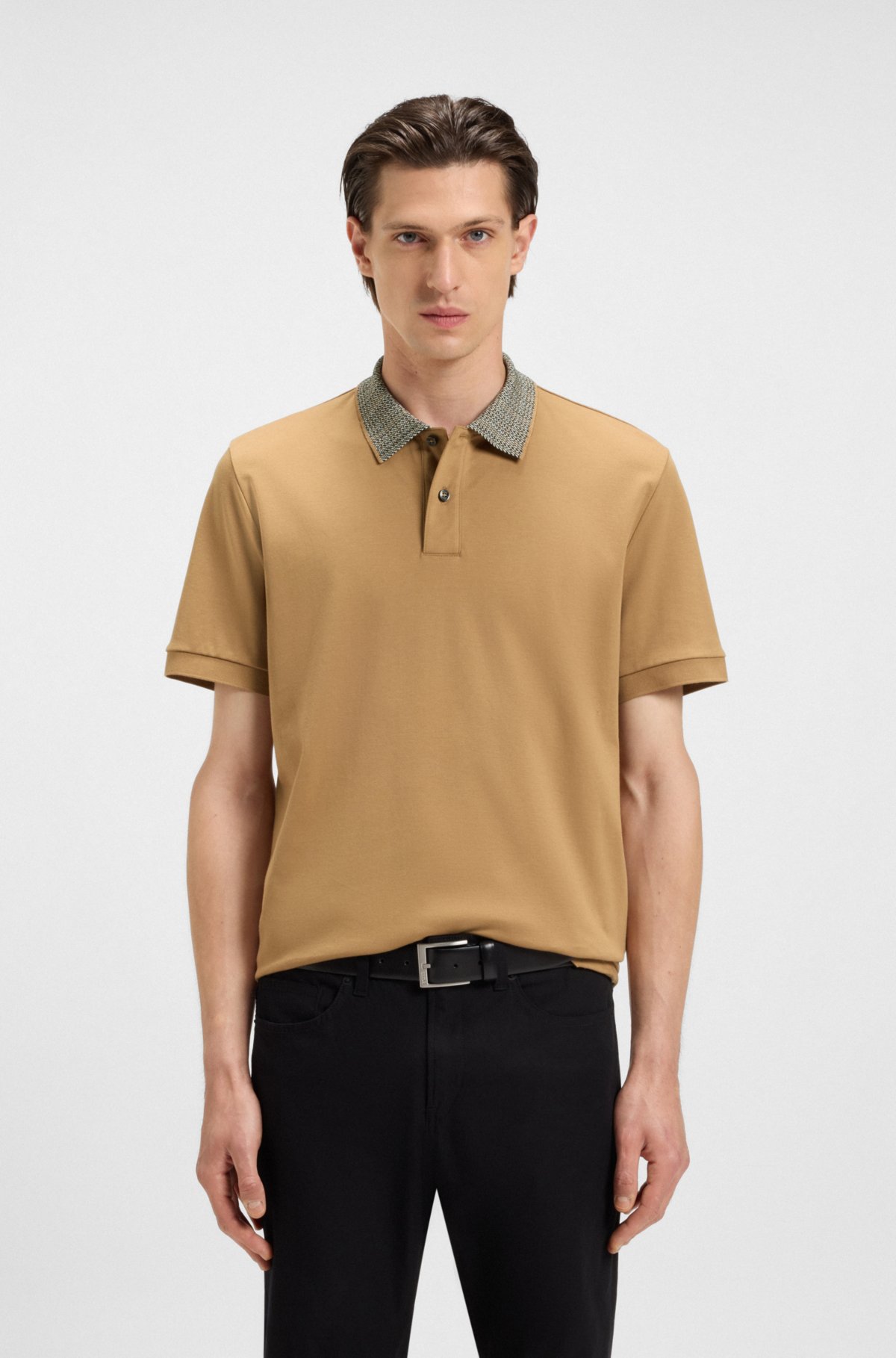 Maglietta polo con colletto a righe in cotone pima