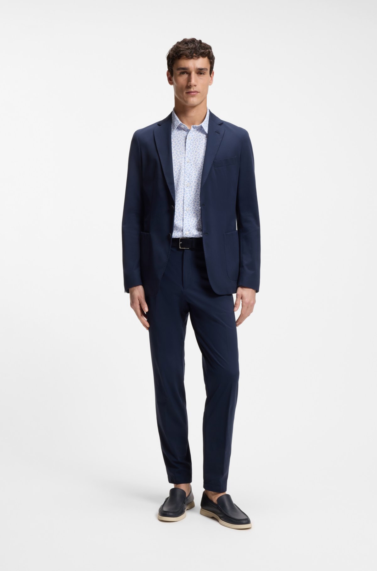 Camicia slim-fit in jersey di cotone con stampa