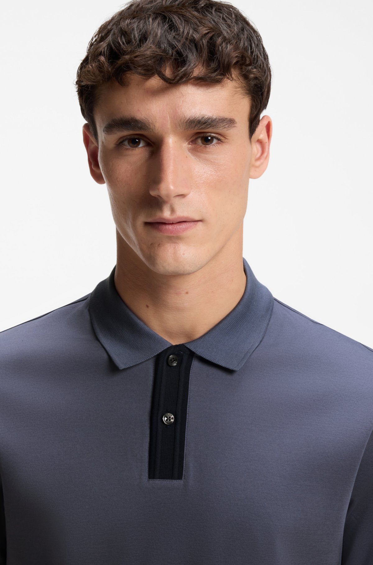 Maglia polo con rifiniture a strisce in cotone mercerizzato