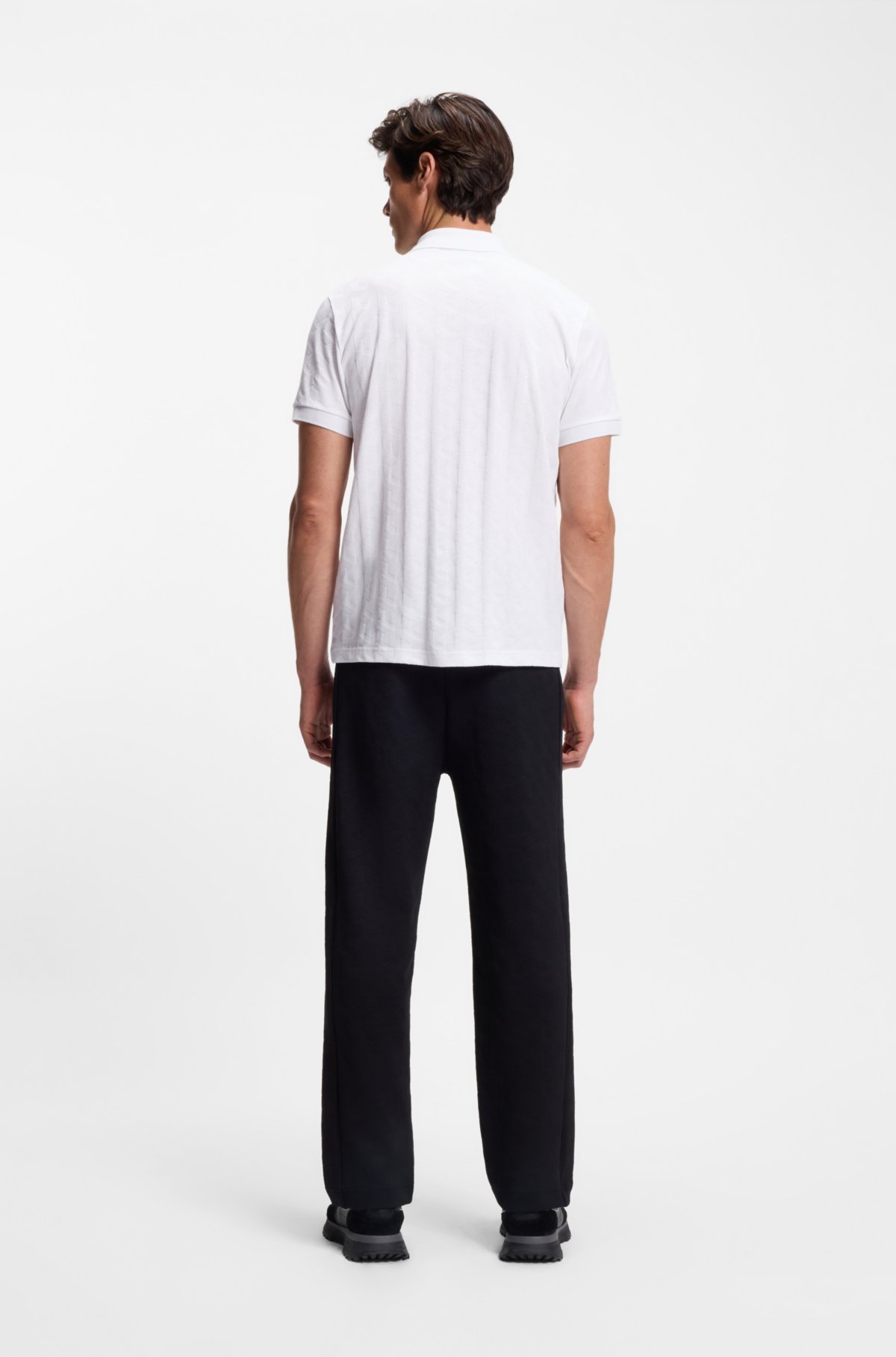Maglietta polo con motivo jacquard in cotone mercerizzato