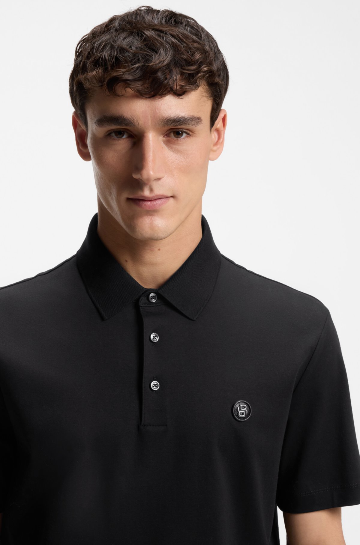 Maglietta polo in cotone mercerizzato con monogramma Double B