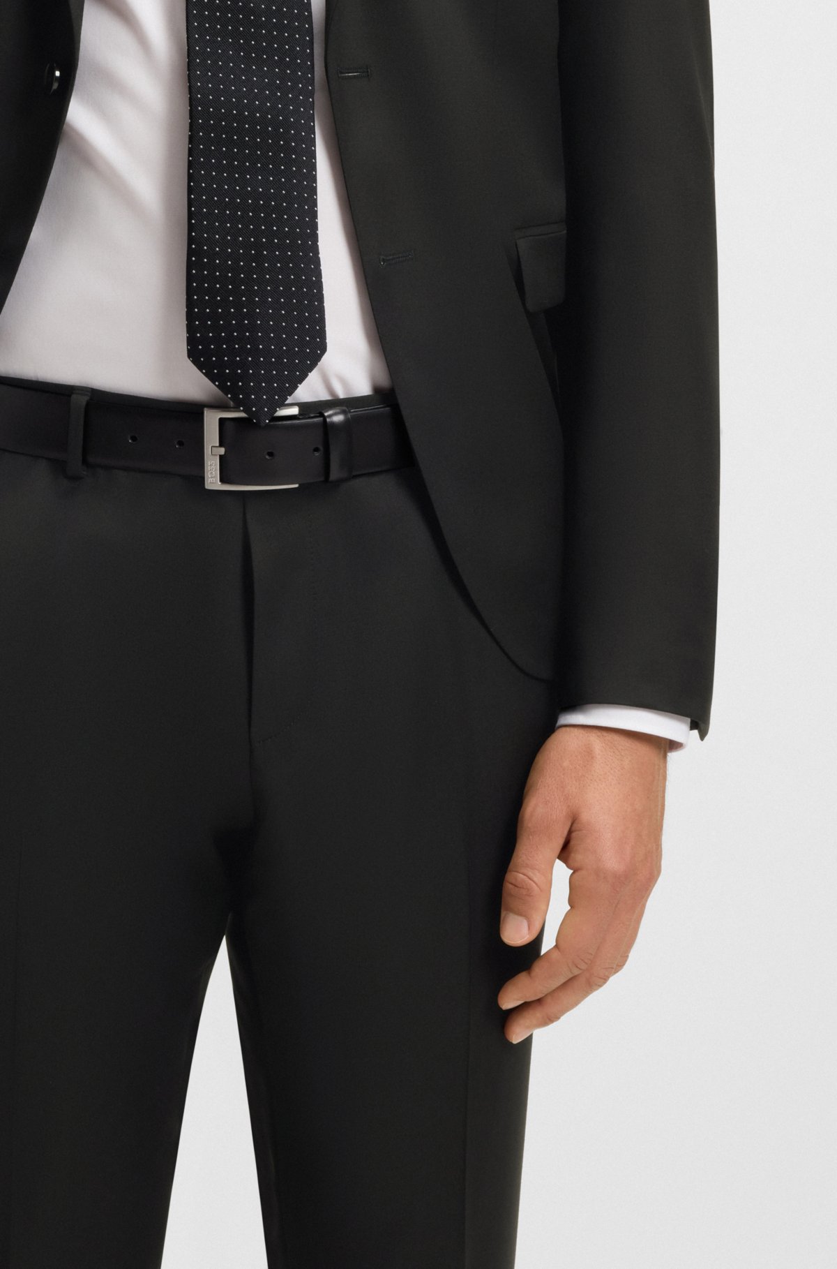 Pantaloni a vestibilità extra slim in sèrie di lana vergine