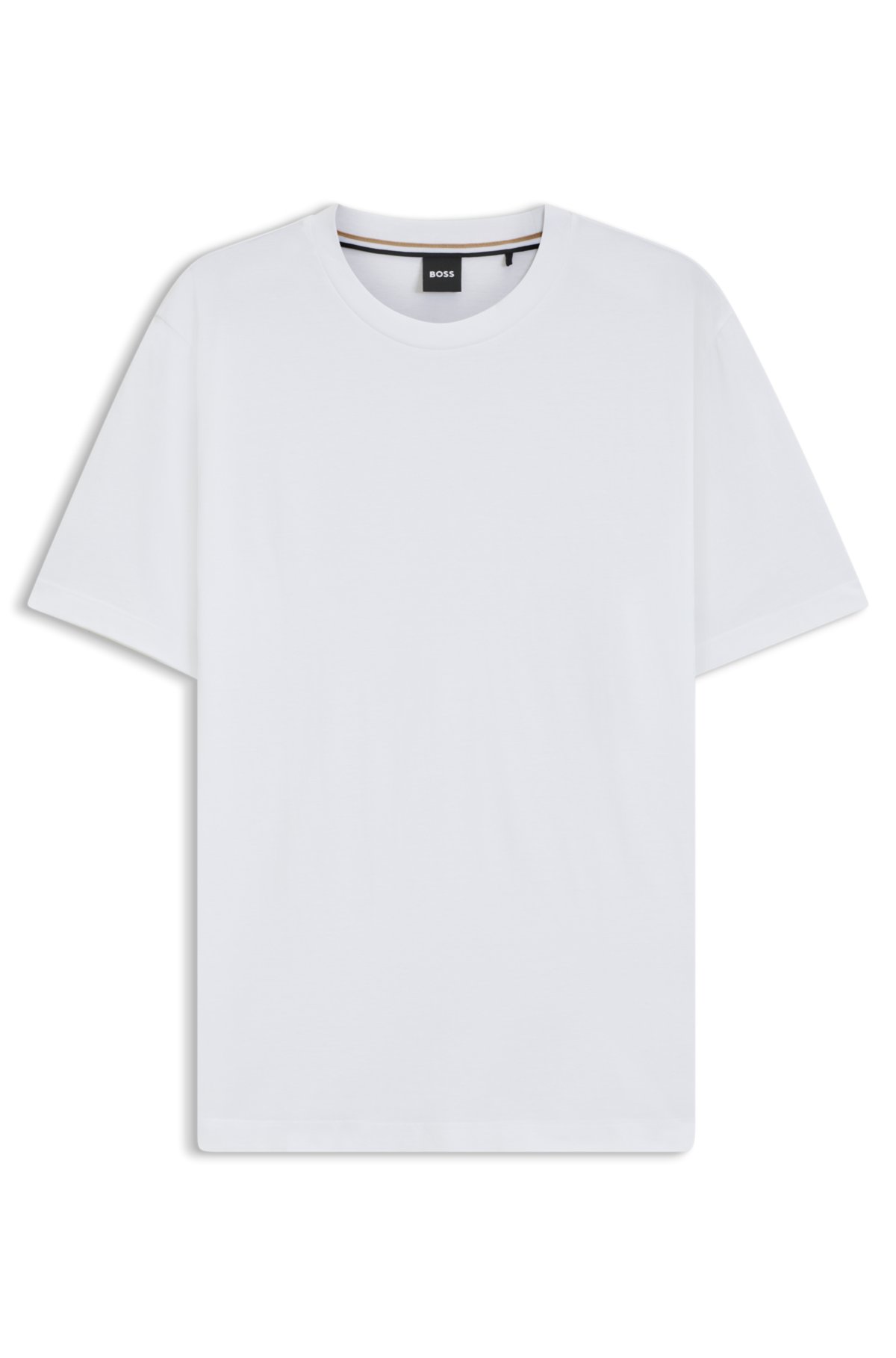 T-shirt a collo a coste in jersey di cotone