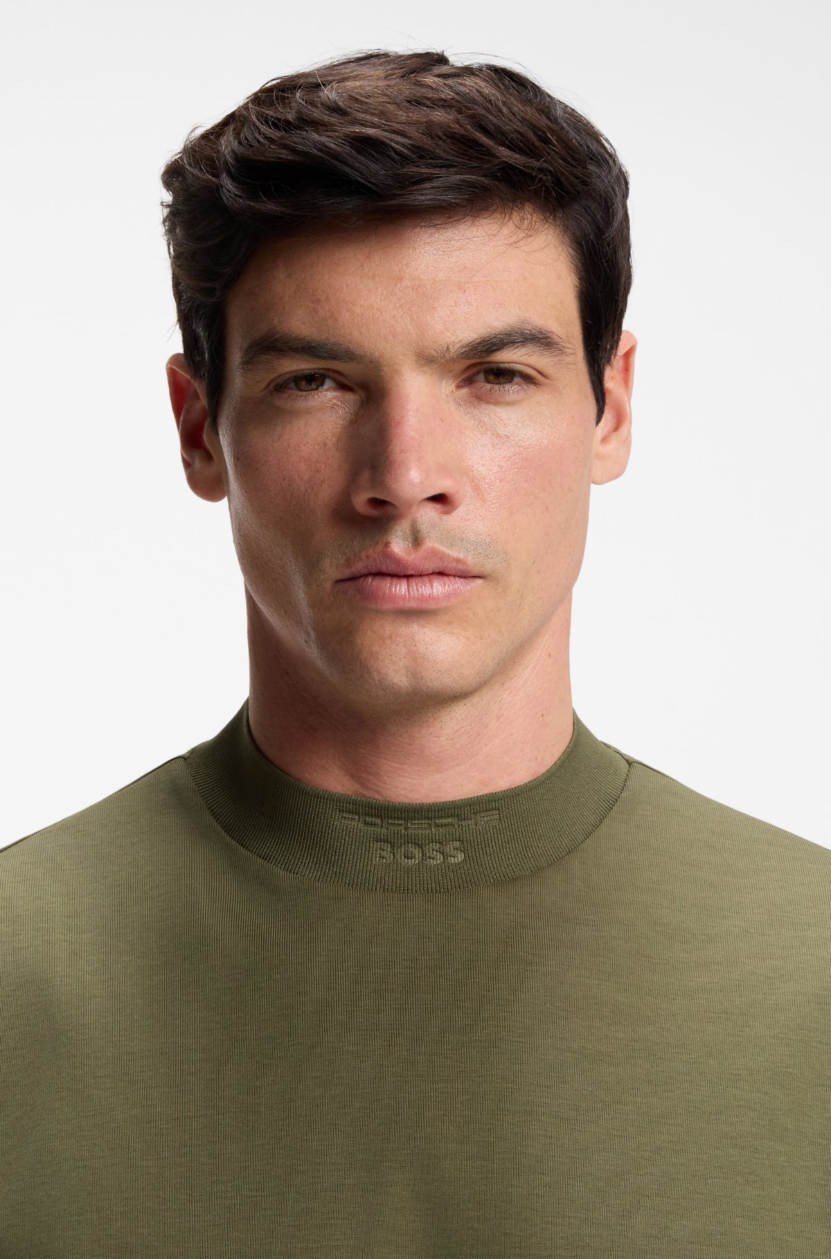 T-shirt uomo con collo a risvolto in stile relax Porsche x BOSS