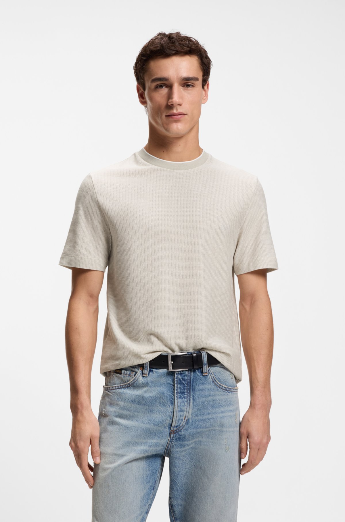 T-shirt in cotone e seta con struttura ricca