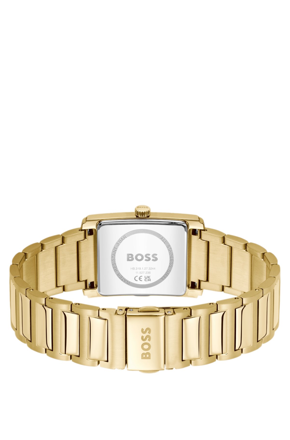 Orologio con tonalità dorata e quadrante argento-bianco