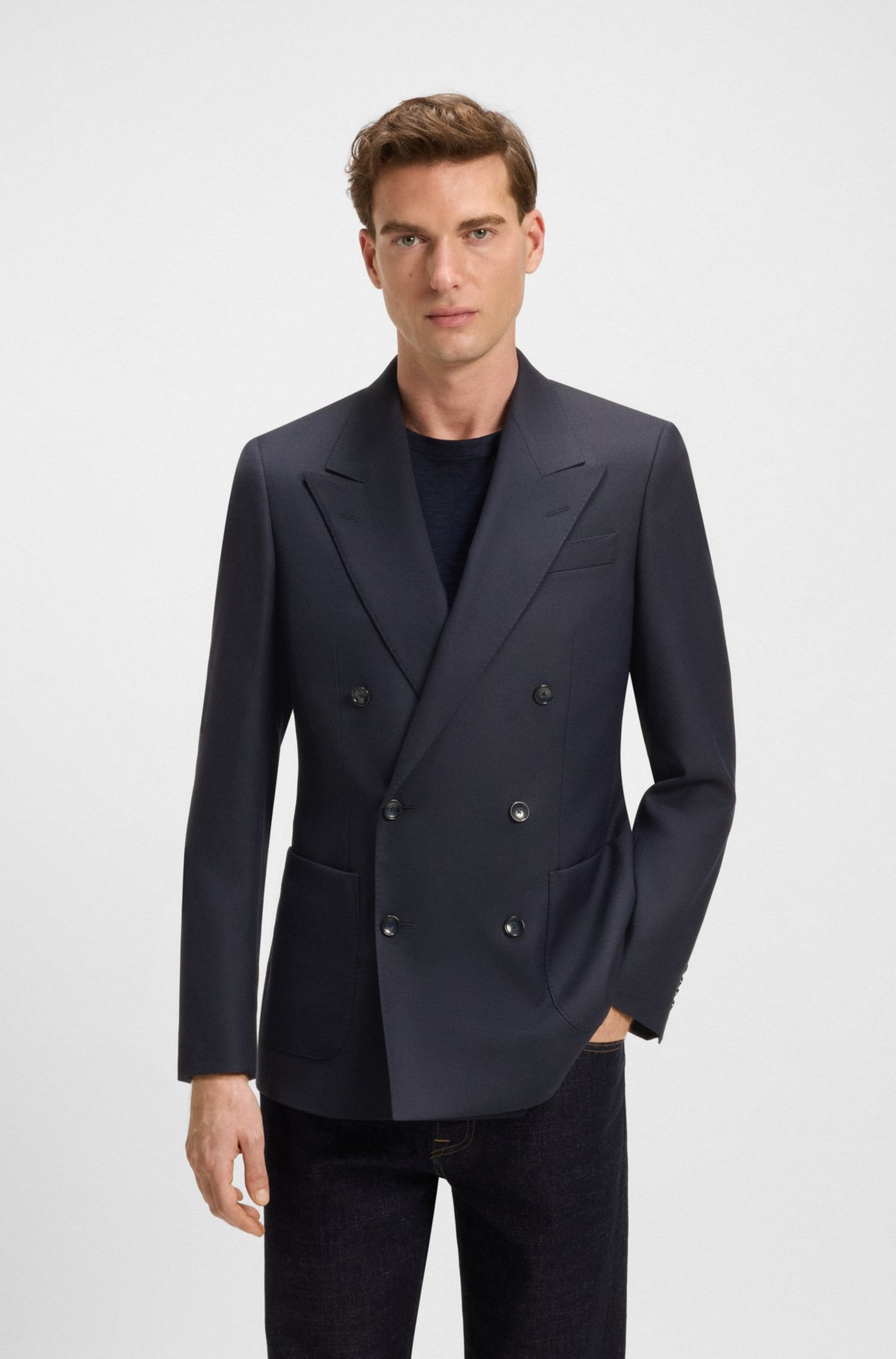 Giubbotto doppio petto BECKHAM x BOSS in lana elastica