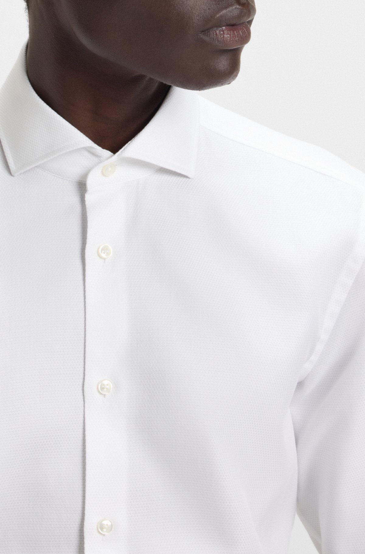 Camicia aderente in cotone strutturato made in Italy