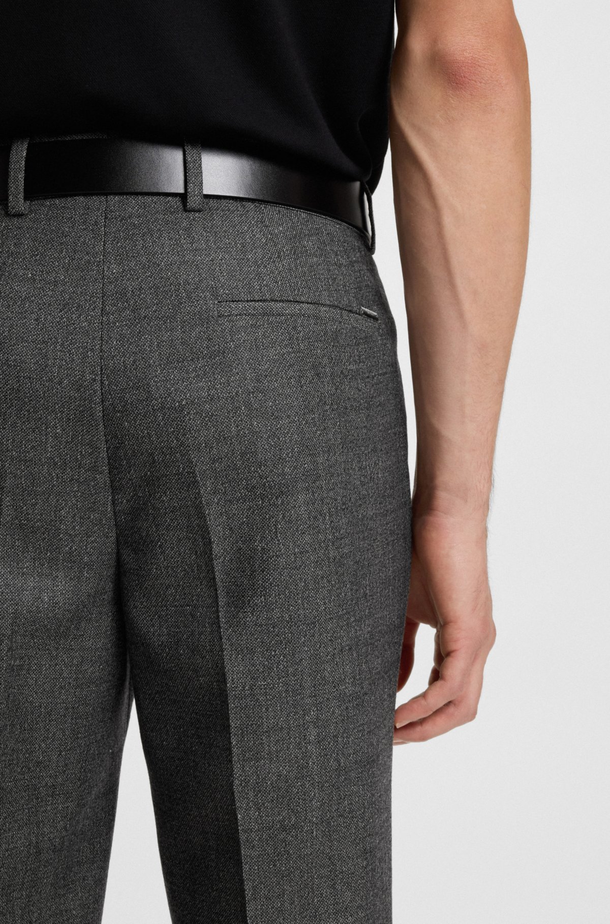 Pantaloni formali in lana vergine con microdisegno