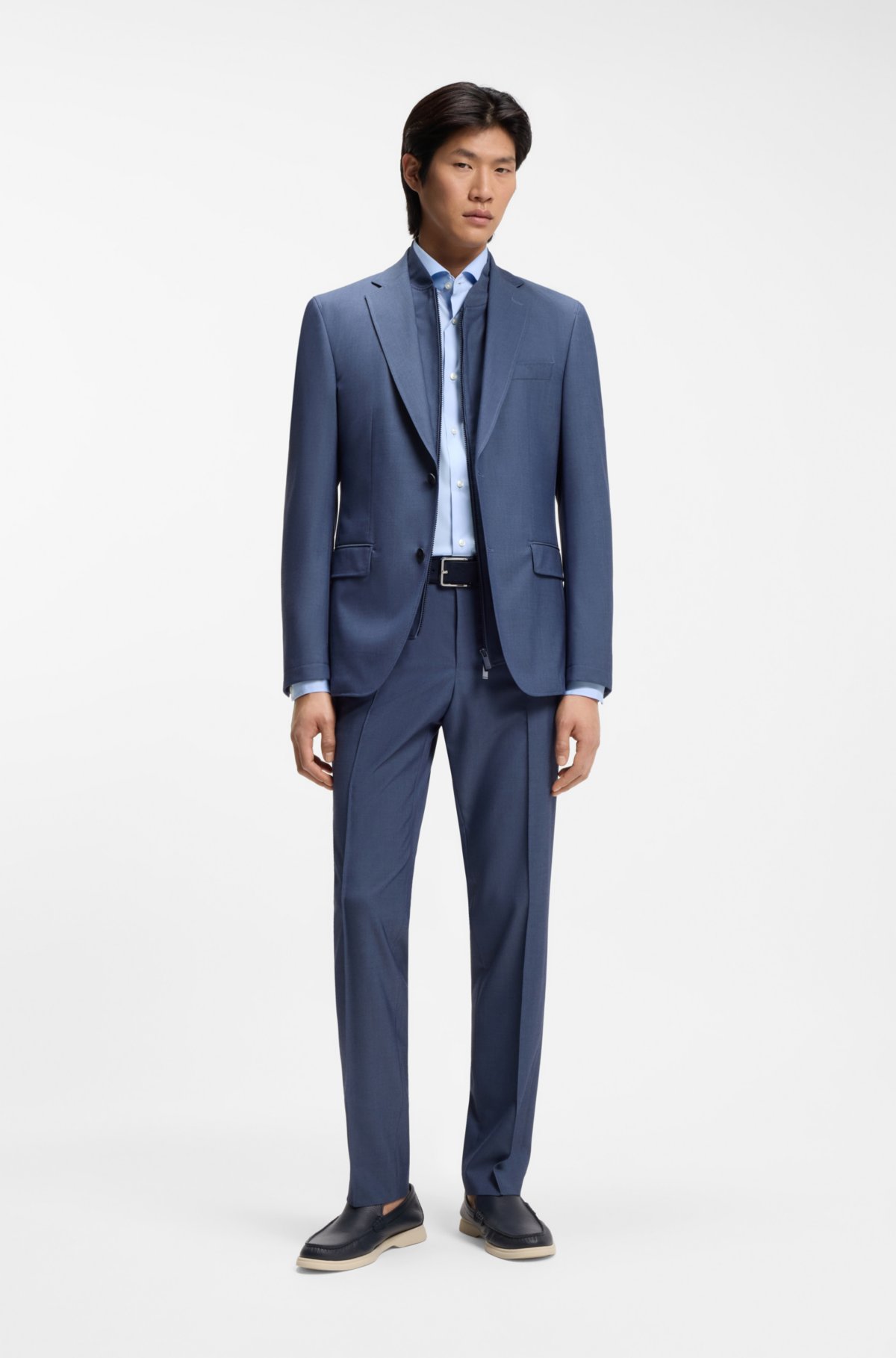 Camicia slim-fit anti-pieghe in popeline di cotone