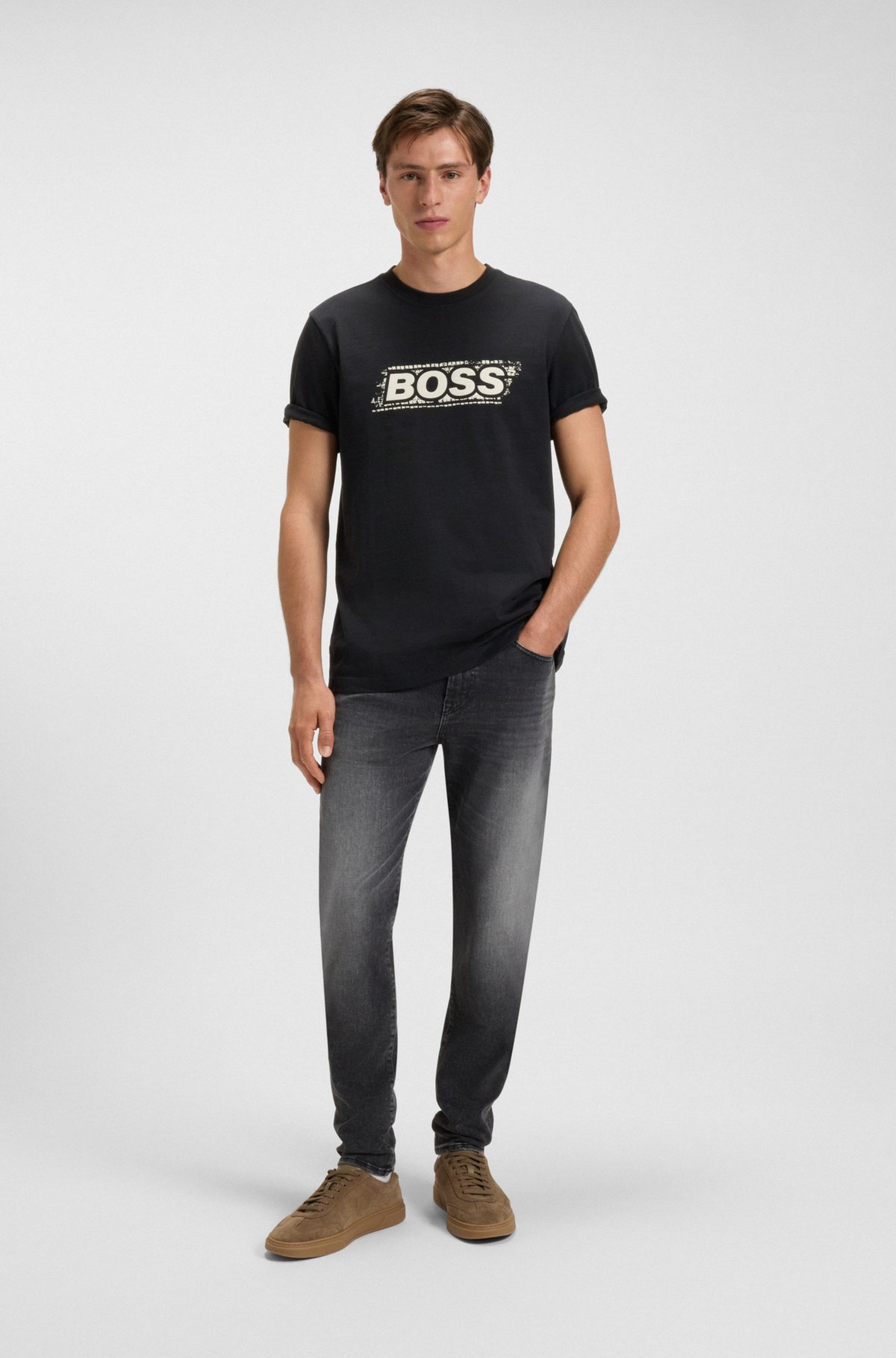 T-shirt in jersey di cotone con grafica logo