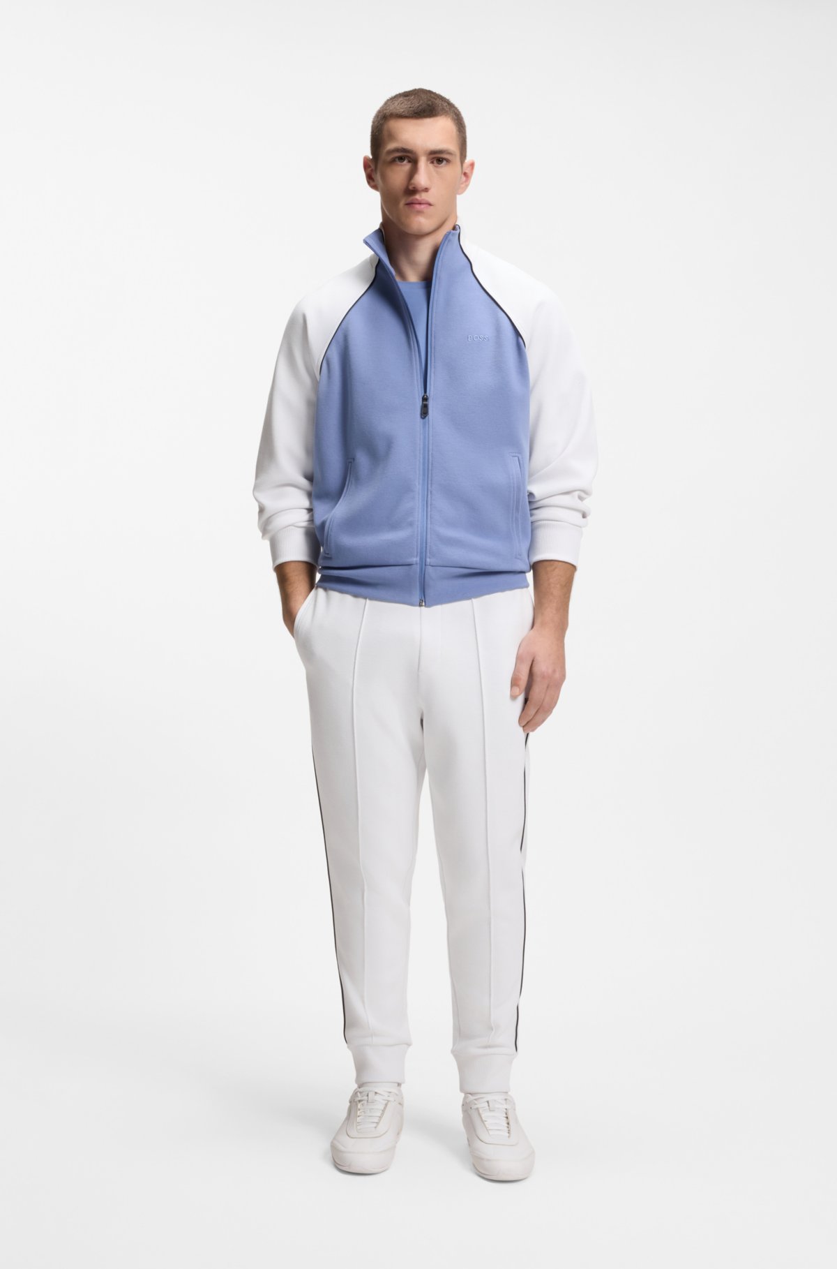 Pantaloni per tuta con dettagli in tessuto misto cotone