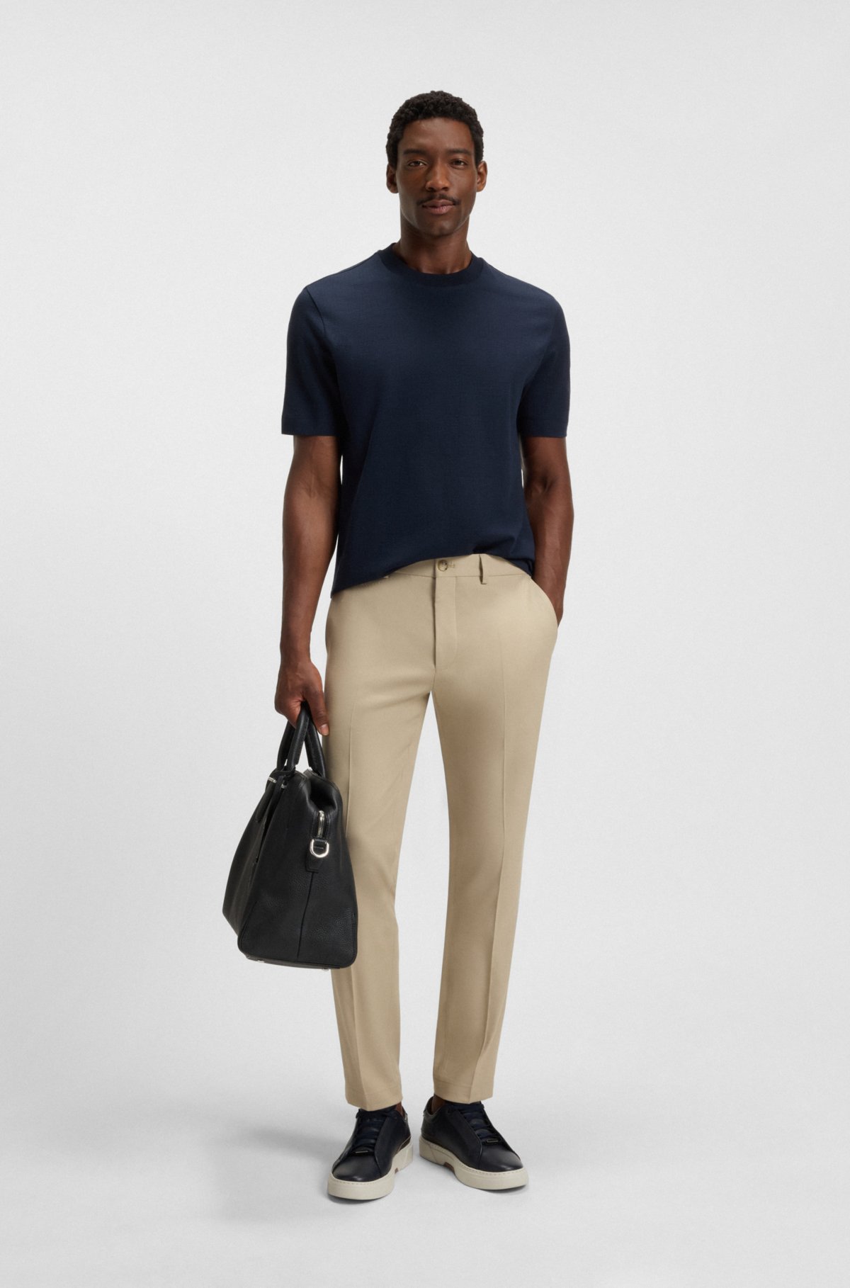 T-shirt in cotone e seta con motivo Prince of Wales
