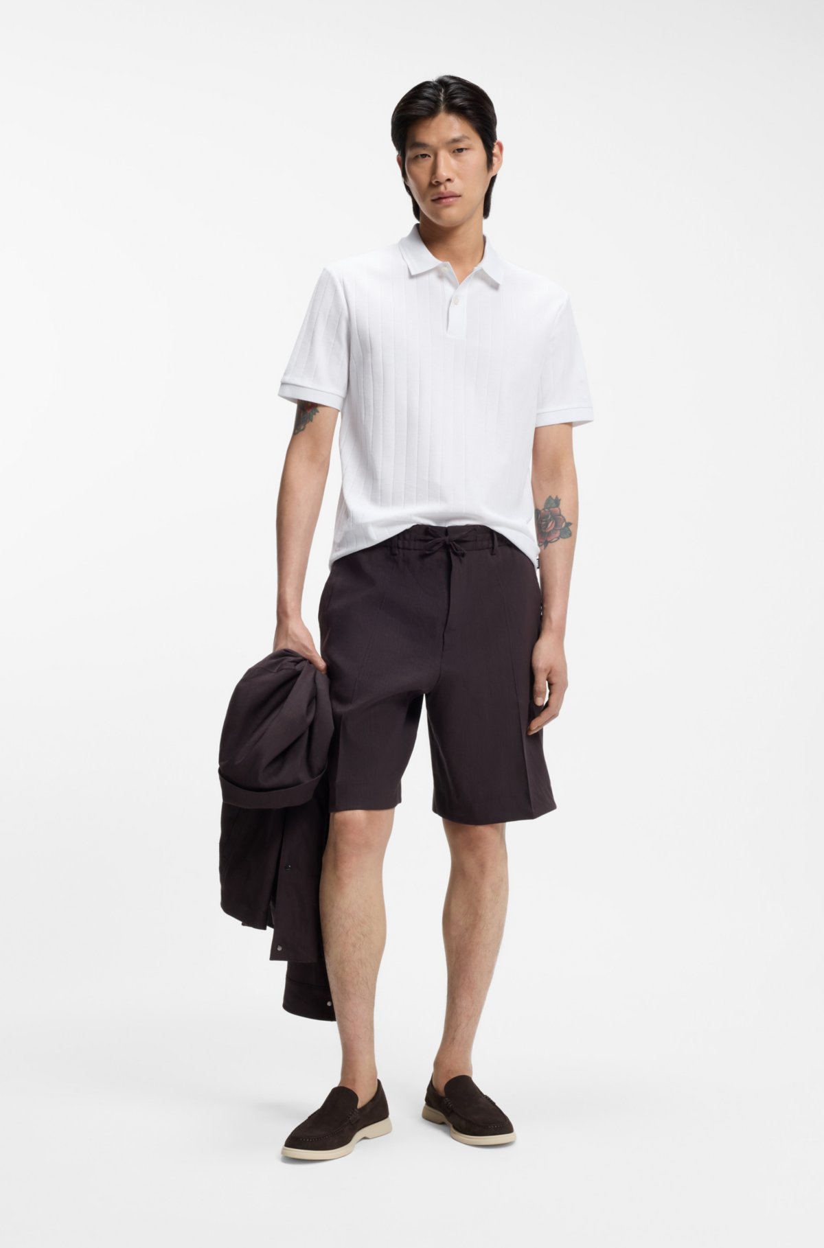 Maglia polo a righe verticali in cotone mercerizzato