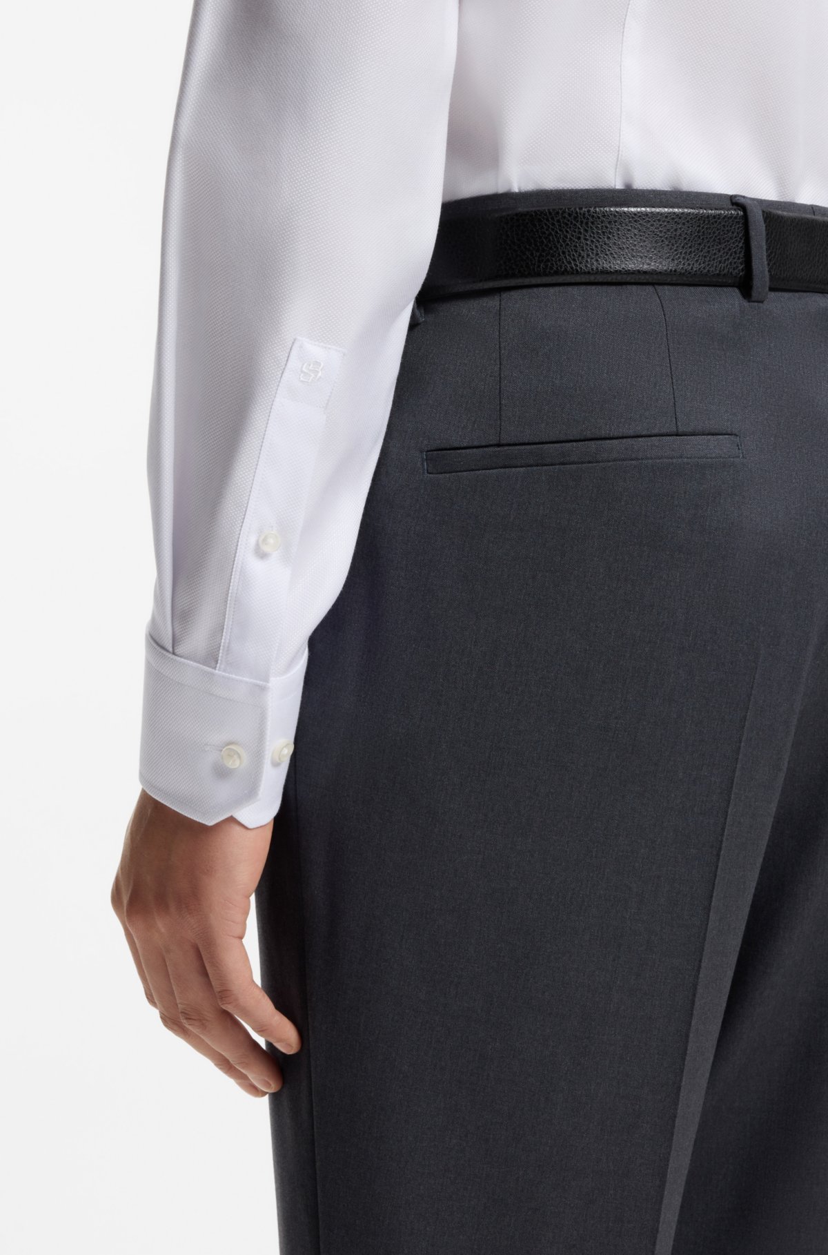 Camicia aderente resistente alle pieghe in misto cotone