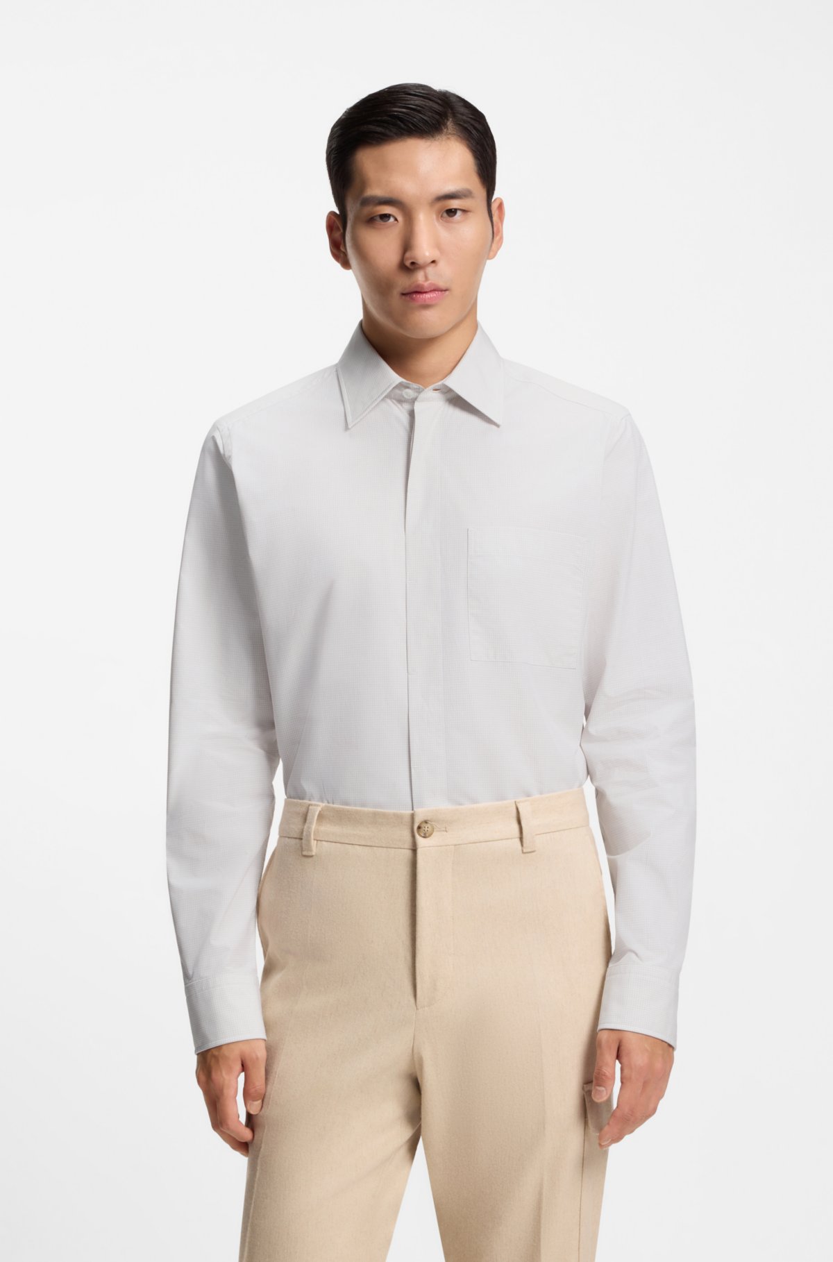 Camicia regular-fit a quadretti in cotone made in Italy