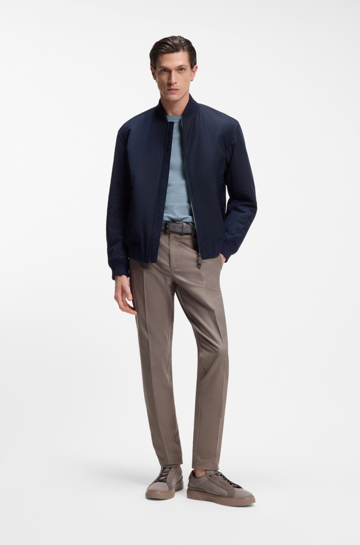 T-shirt BOSS x ASTON MARTIN in jacquard di cotone e lana