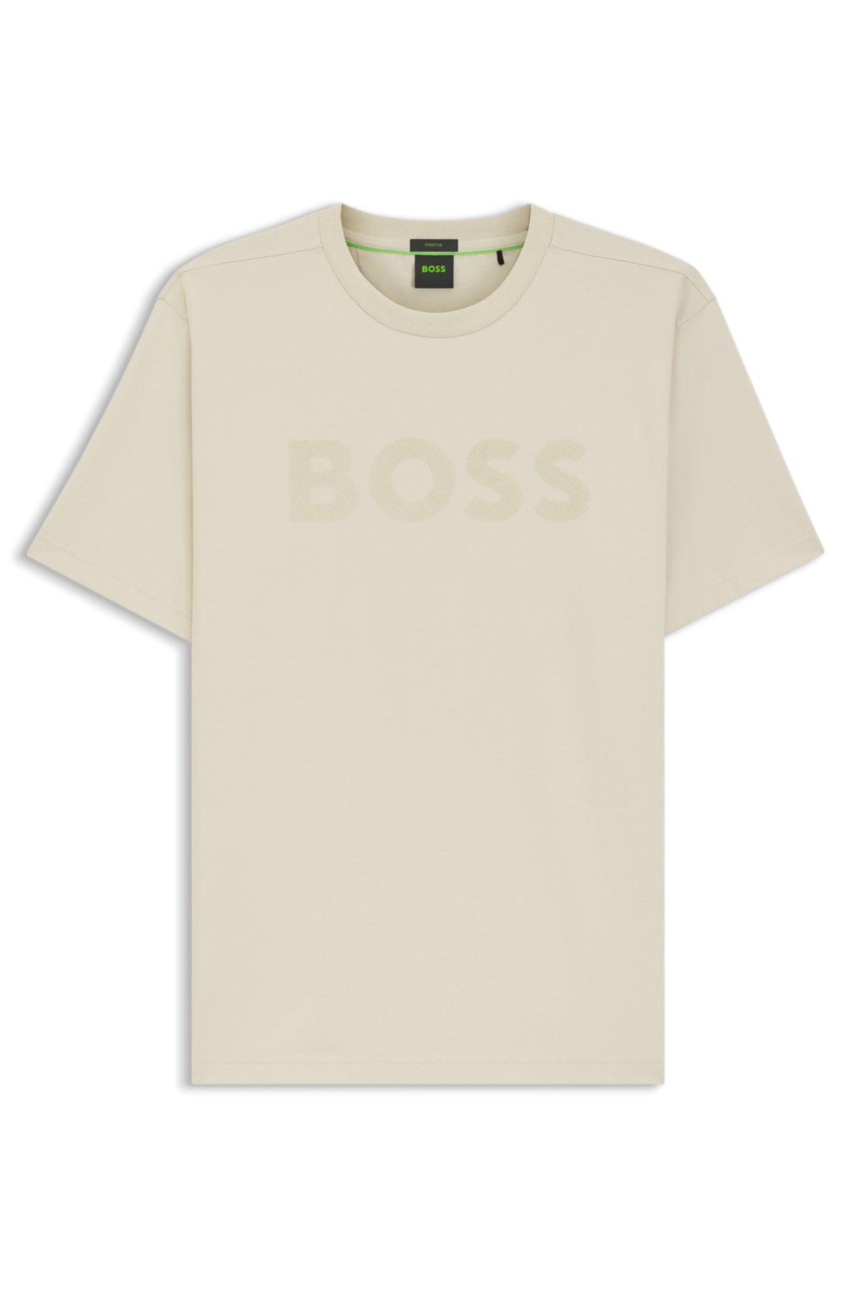 T-shirt in cotone elastico con logo tonale