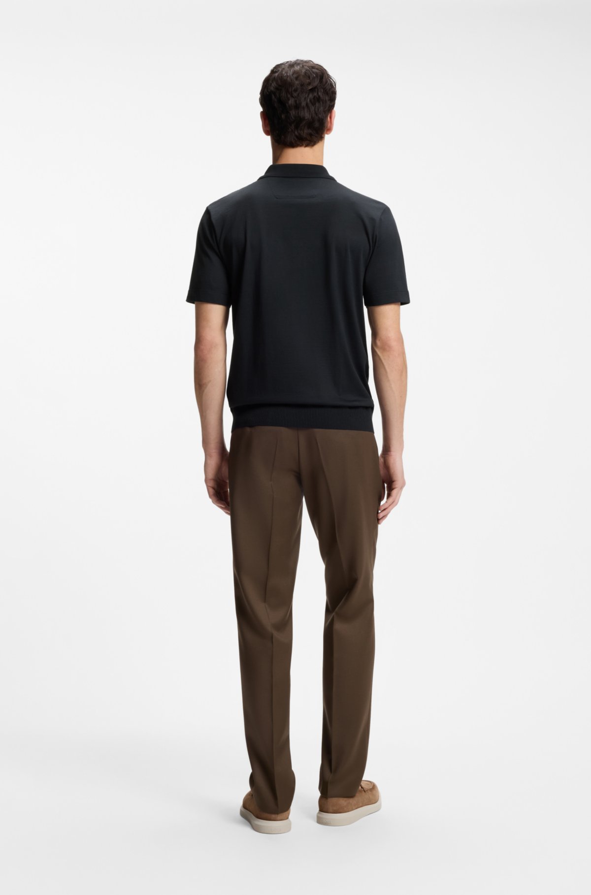 Maglietta polo in cotone e seta con zip sul collo