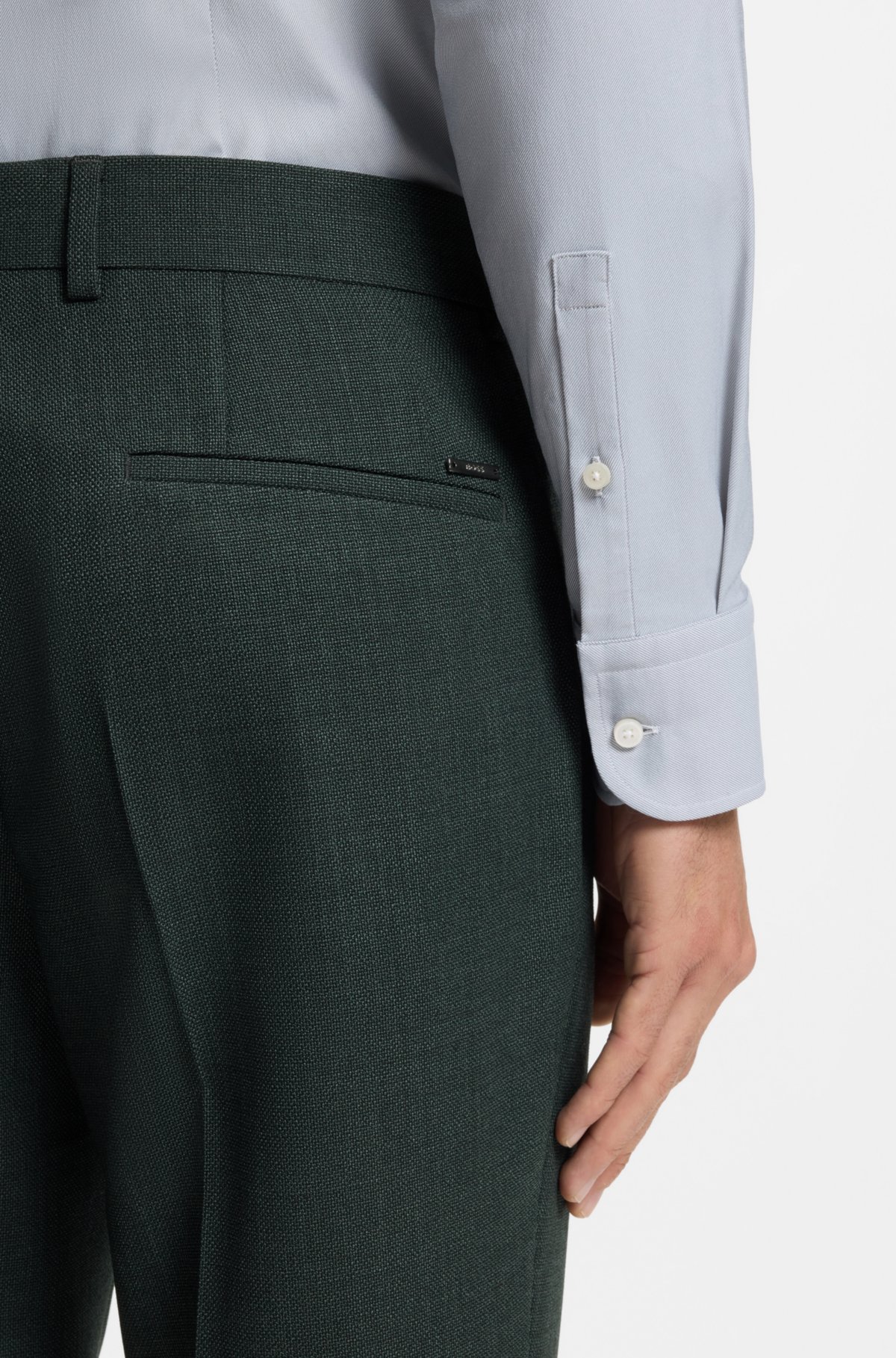 Pantaloni aderenti in lana con elastico a motivo