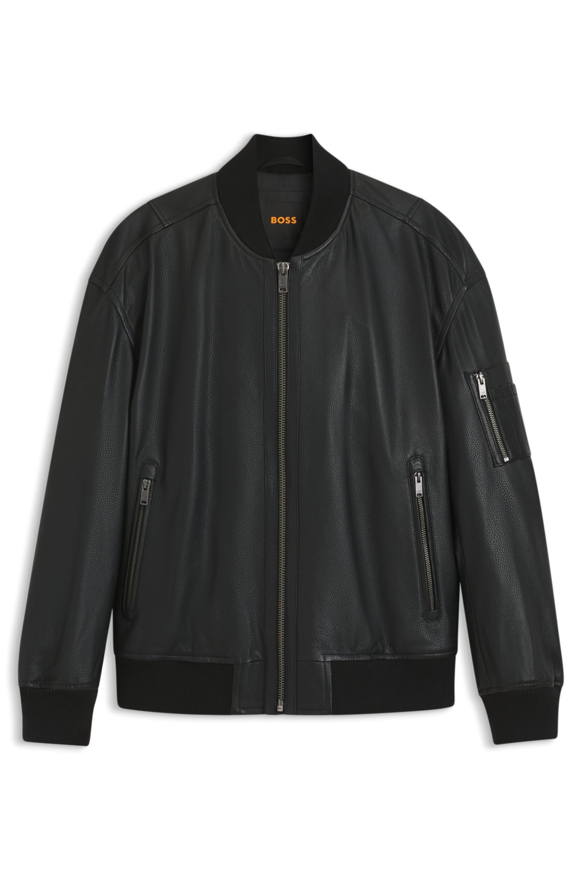 Giacca bomber con tasca a manica in pelle