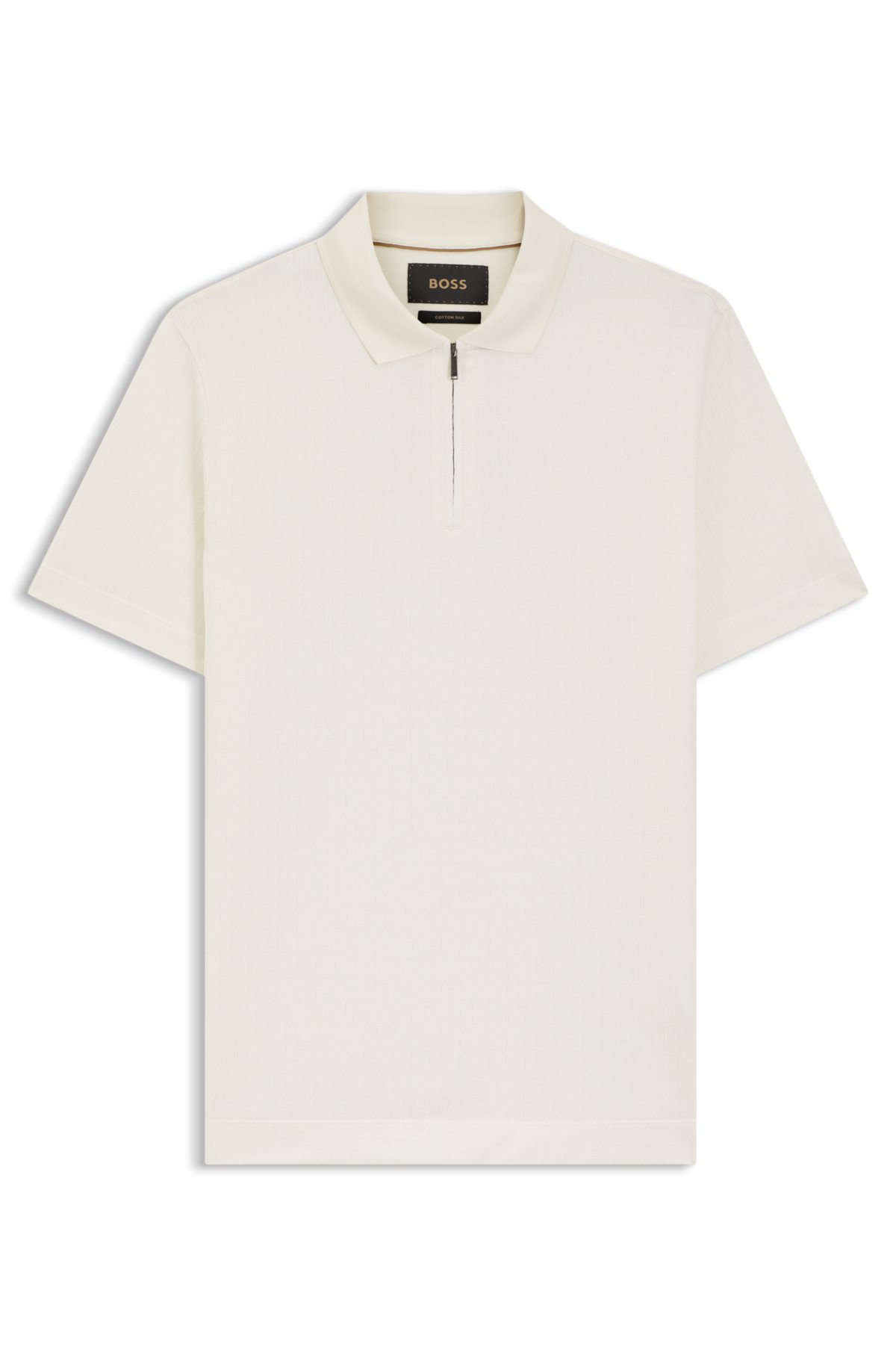 Maglietta polo in cotone e seta con zip sul collo