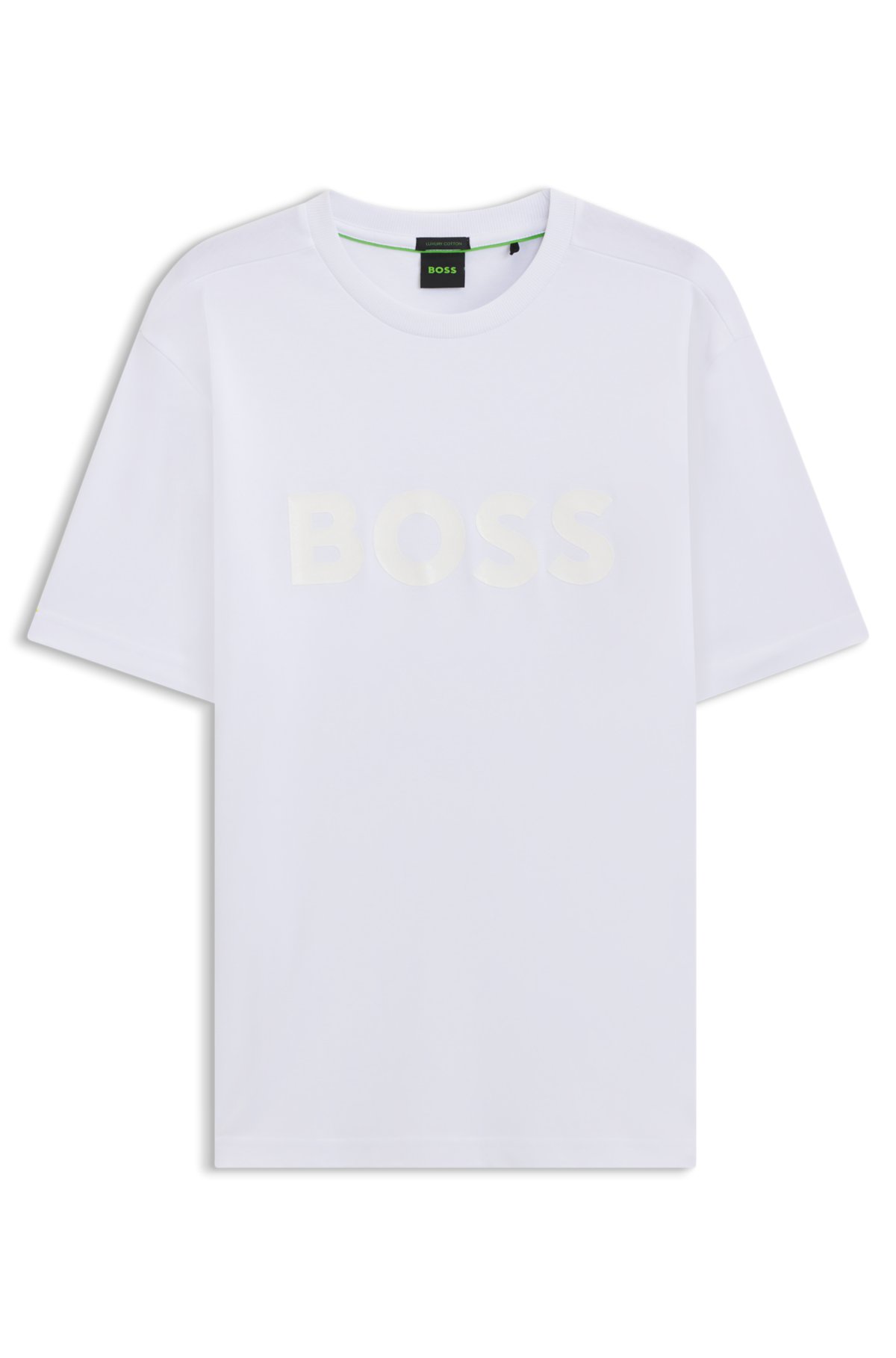T-shirt in jersey di cotone con logo strutturato