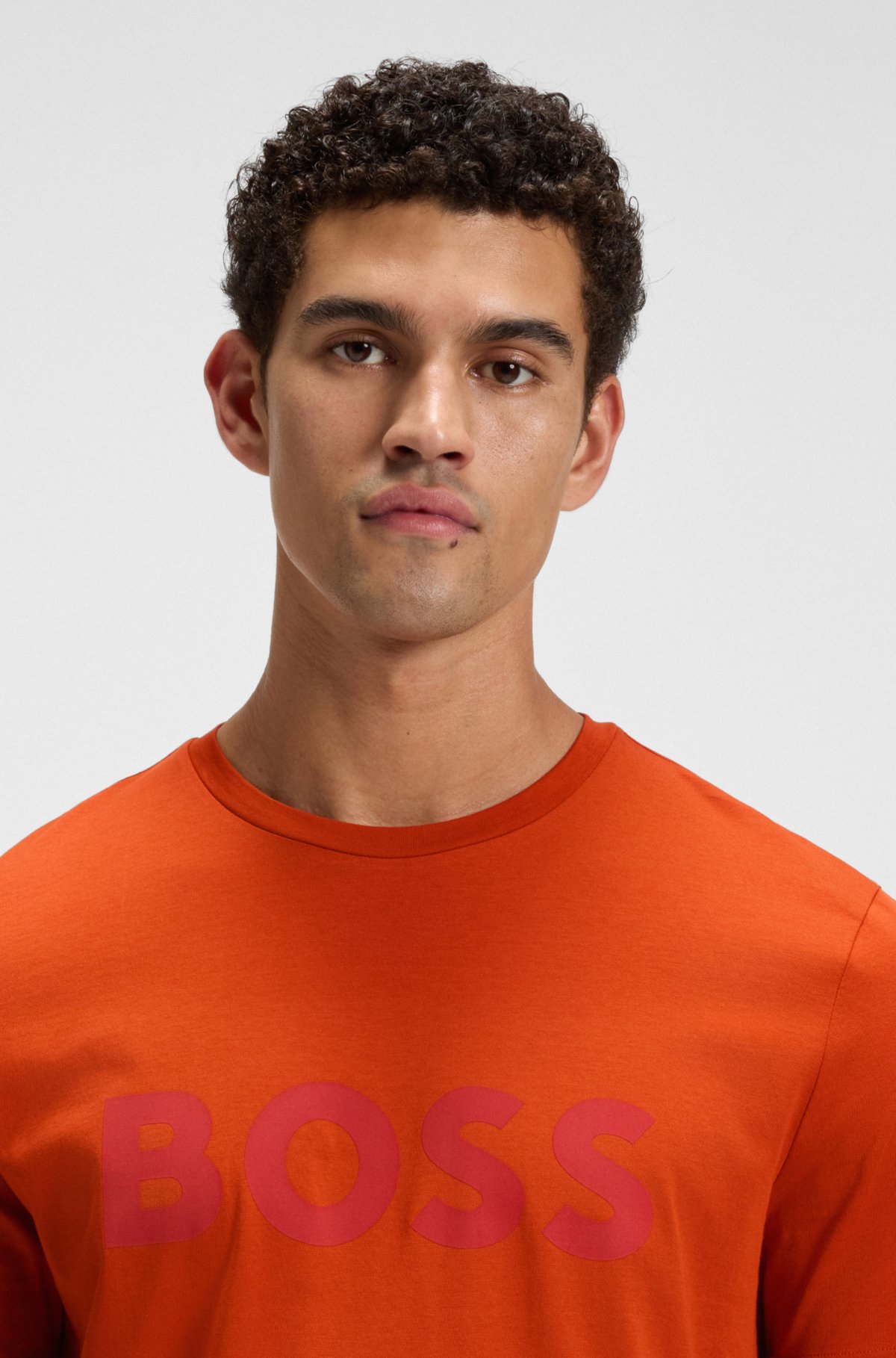 T-shirt in jersey di cotone con stampa logo grande