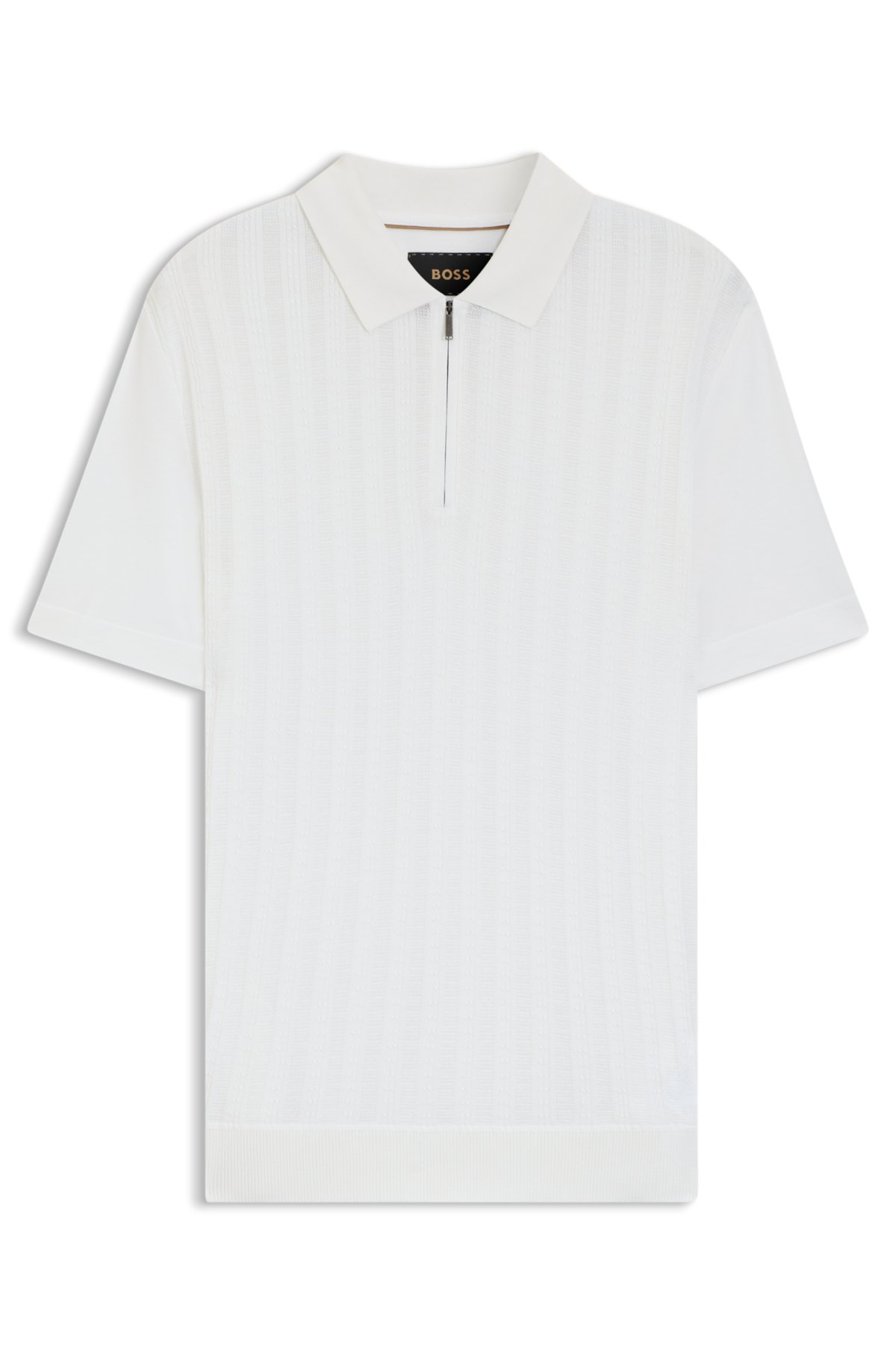 Maglietta polo in cotone e seta con zip sul collo