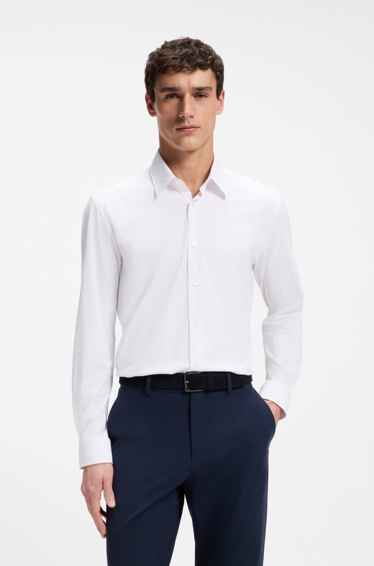 Camicia con stampa a taglio regolare in jersey elasticizzato per prestazioni